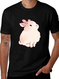 Cute Bunny Graphic Black T-Shirt
