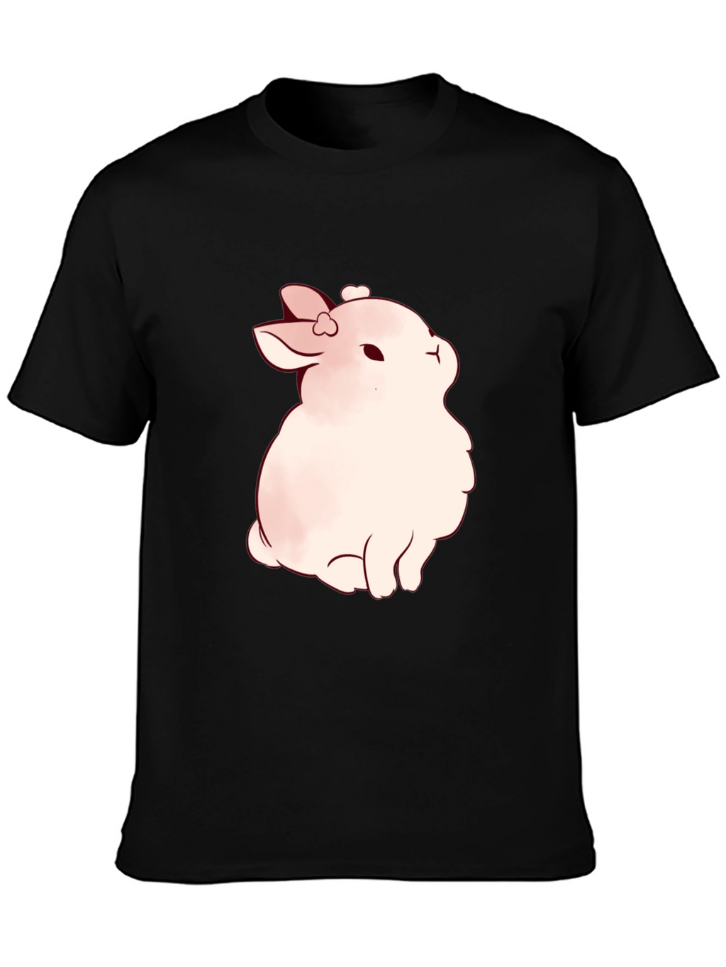 Cute Bunny Graphic Black T-Shirt