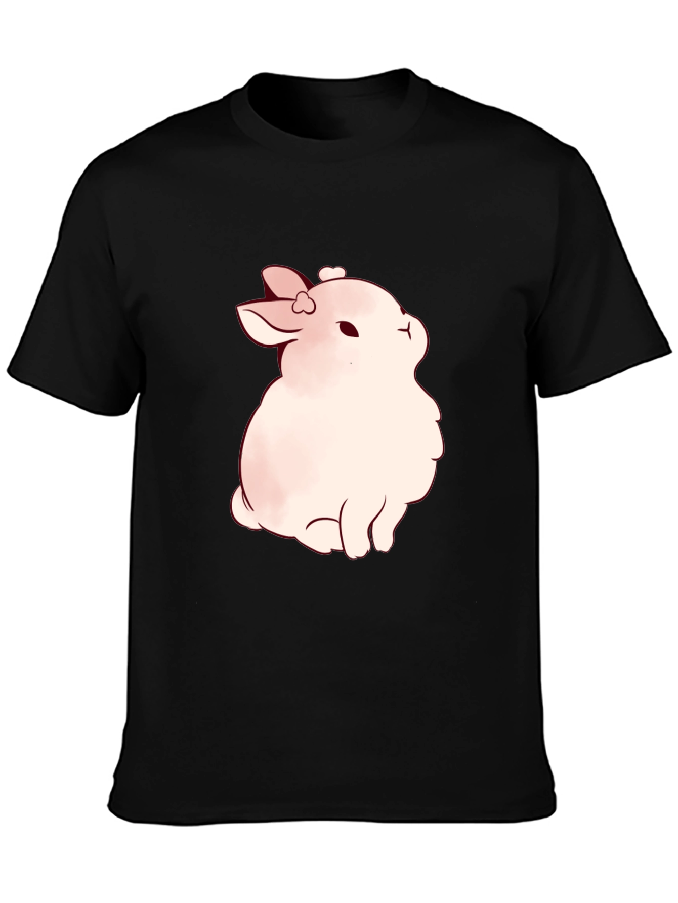 Cute Bunny Graphic Black T-Shirt