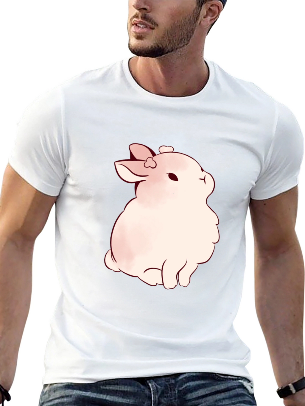 Cute Bunny Graphic Black T-Shirt