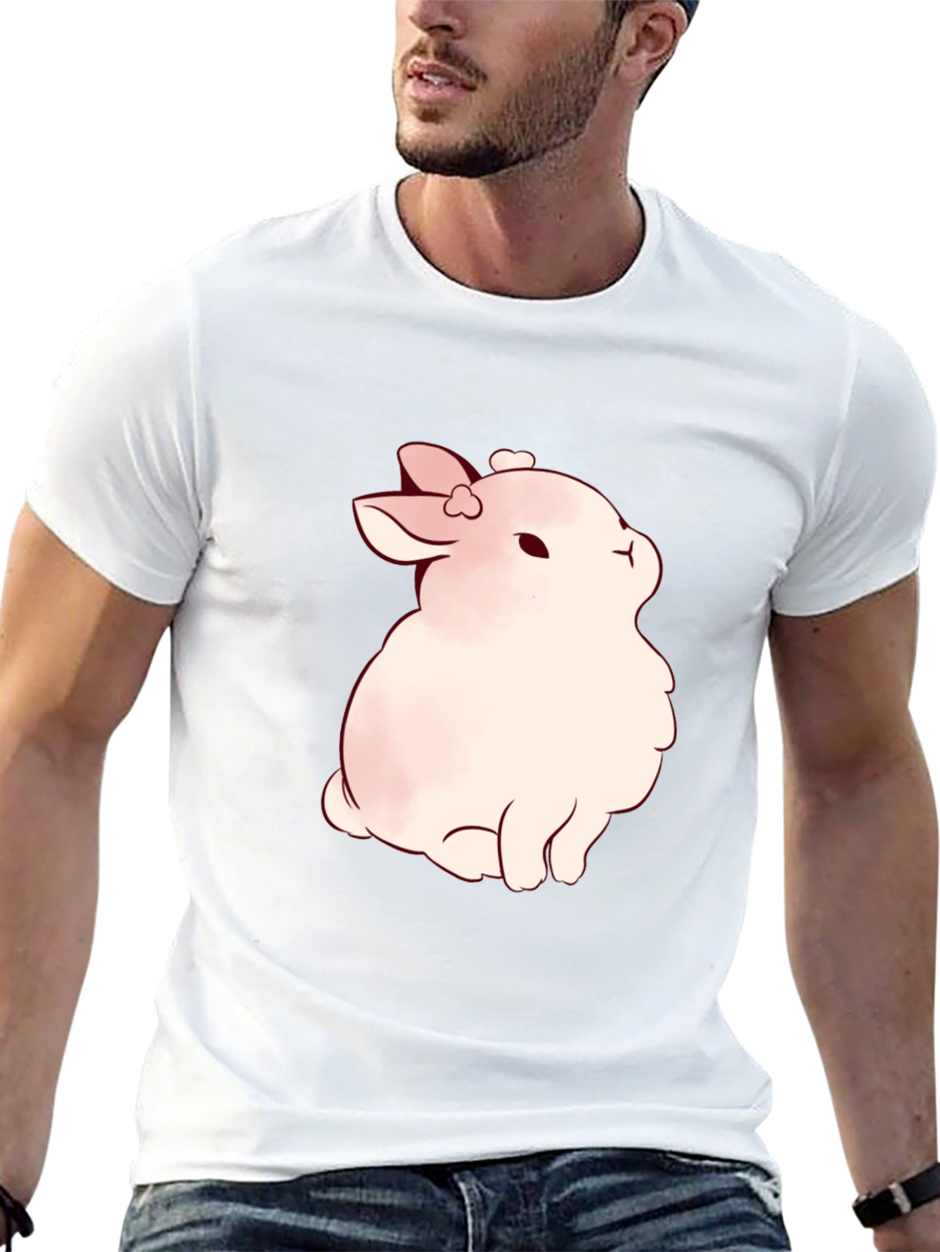 Cute Bunny Graphic Black T-Shirt