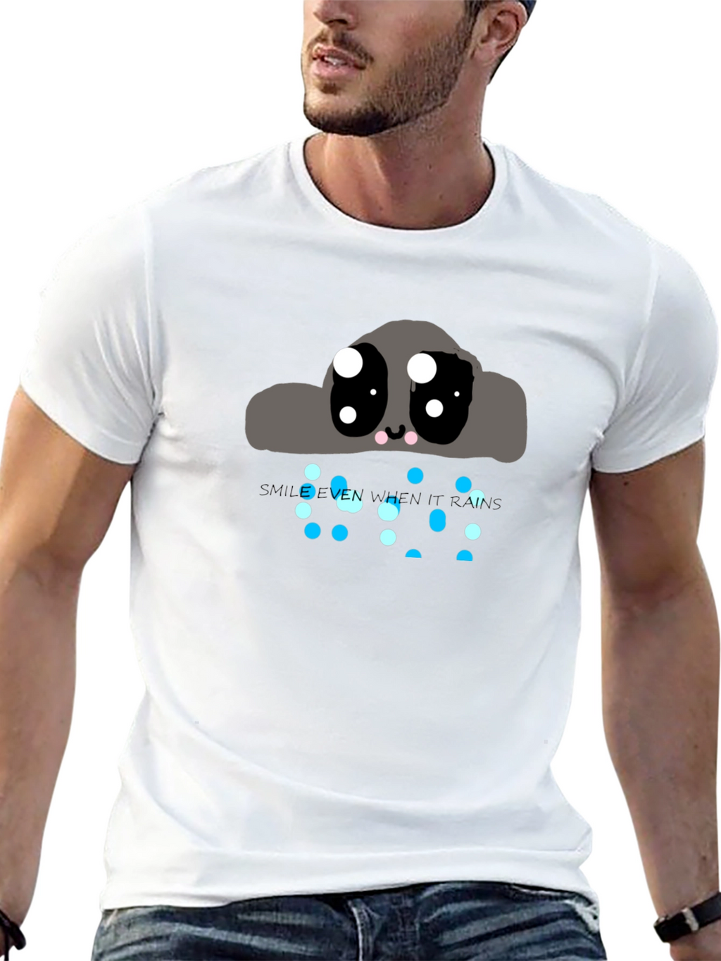 Cute Rainy Cloud T-Shirt - Smile Even in Rain!