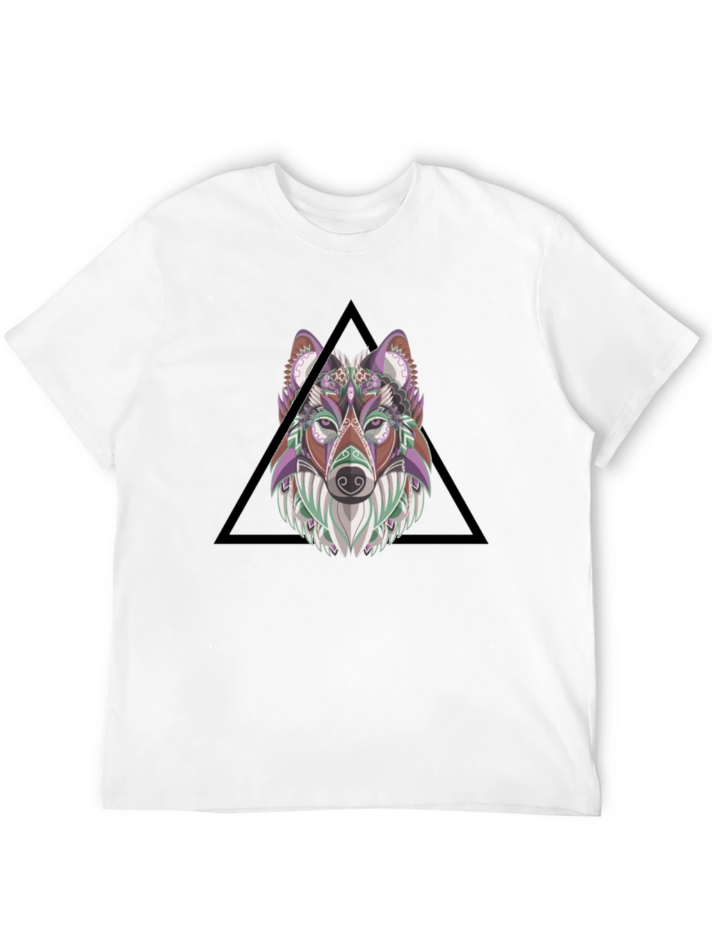 Wolf Head Graphic Print Tee - Black