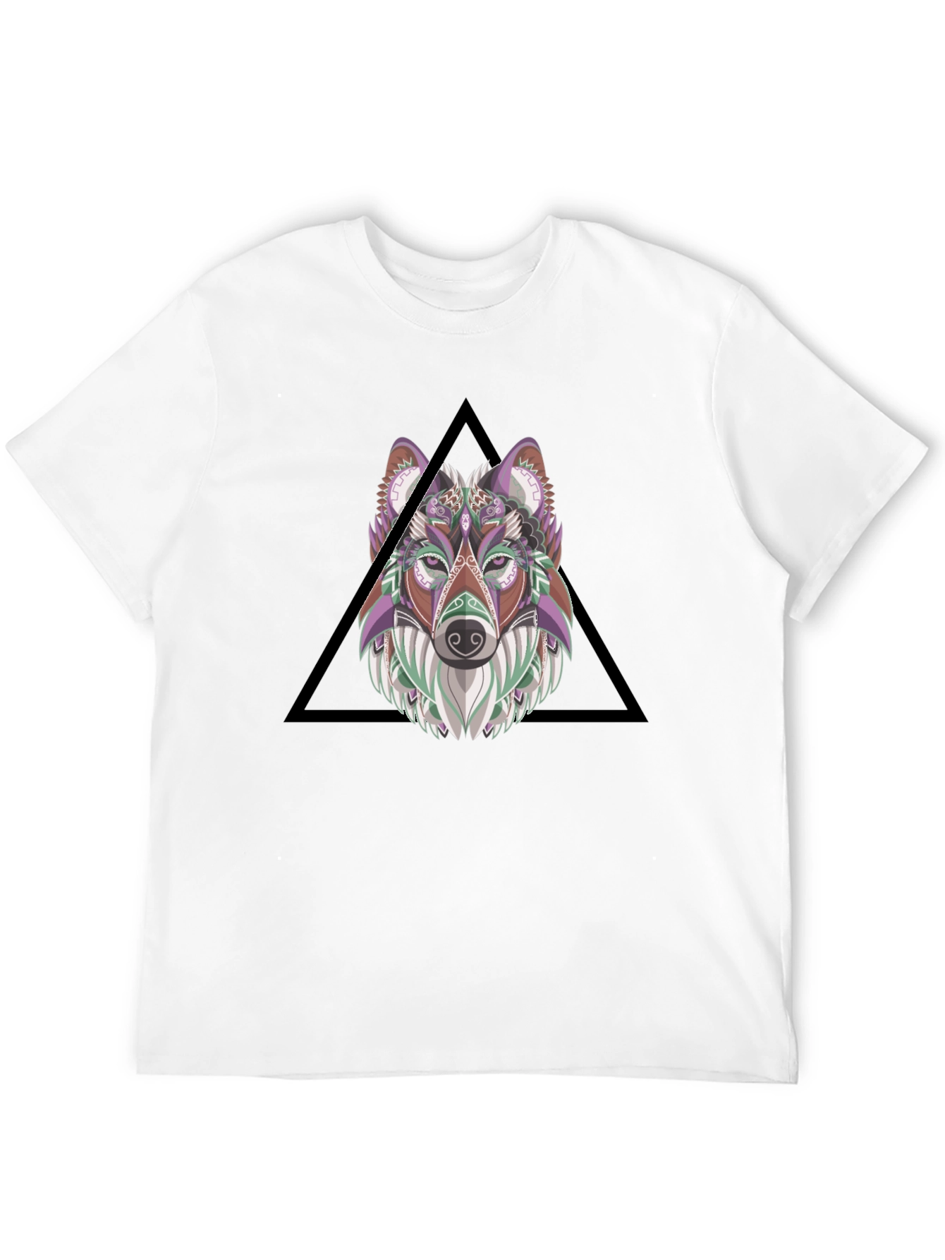 Wolf Head Graphic Print Tee - Black