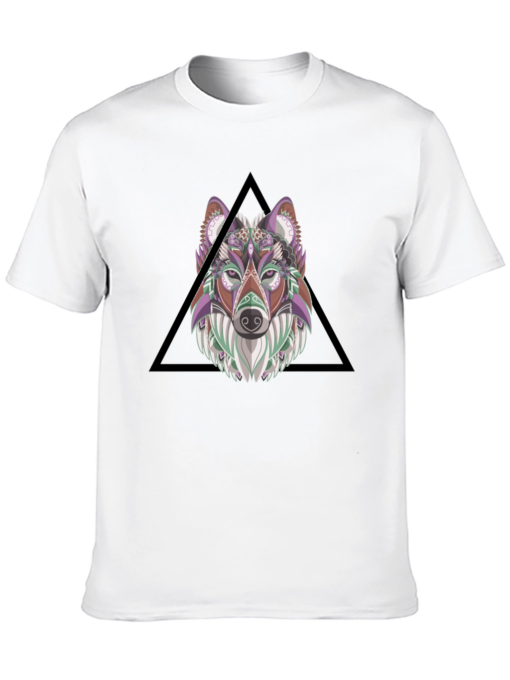 Wolf Head Graphic Print Tee - Black