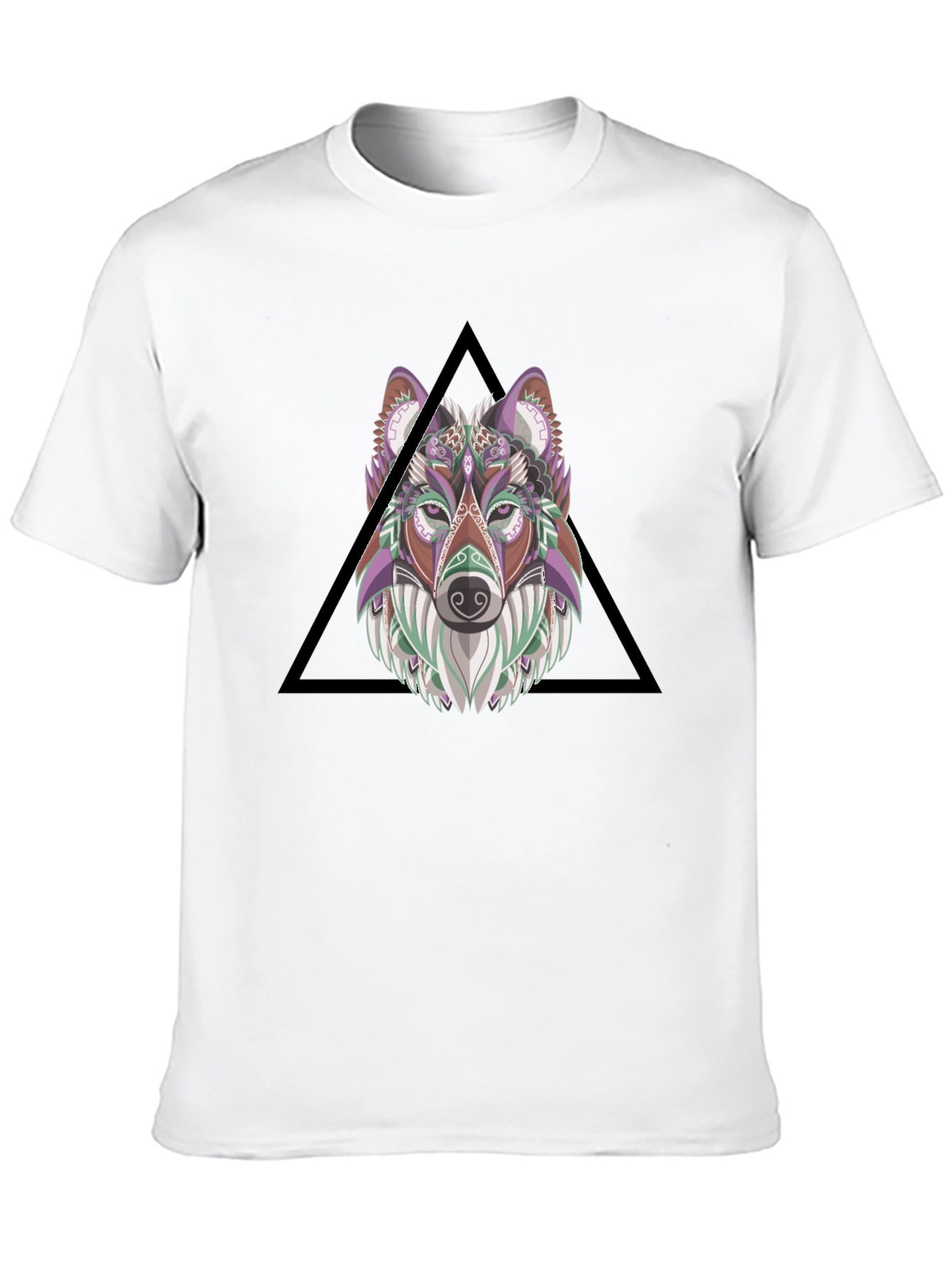 Wolf Head Graphic Print Tee - Black