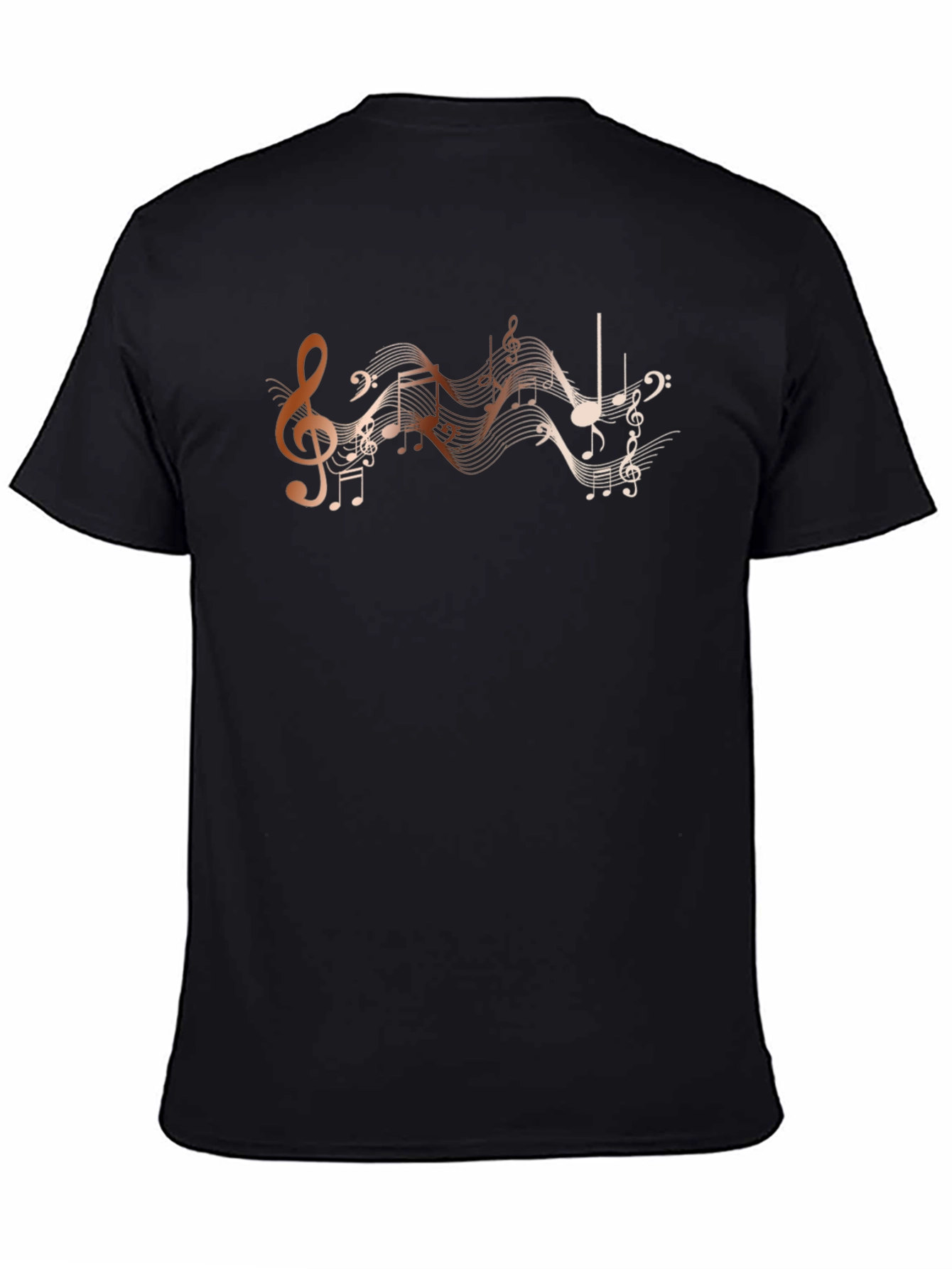 Musical Notes Graphic Black T-Shirt