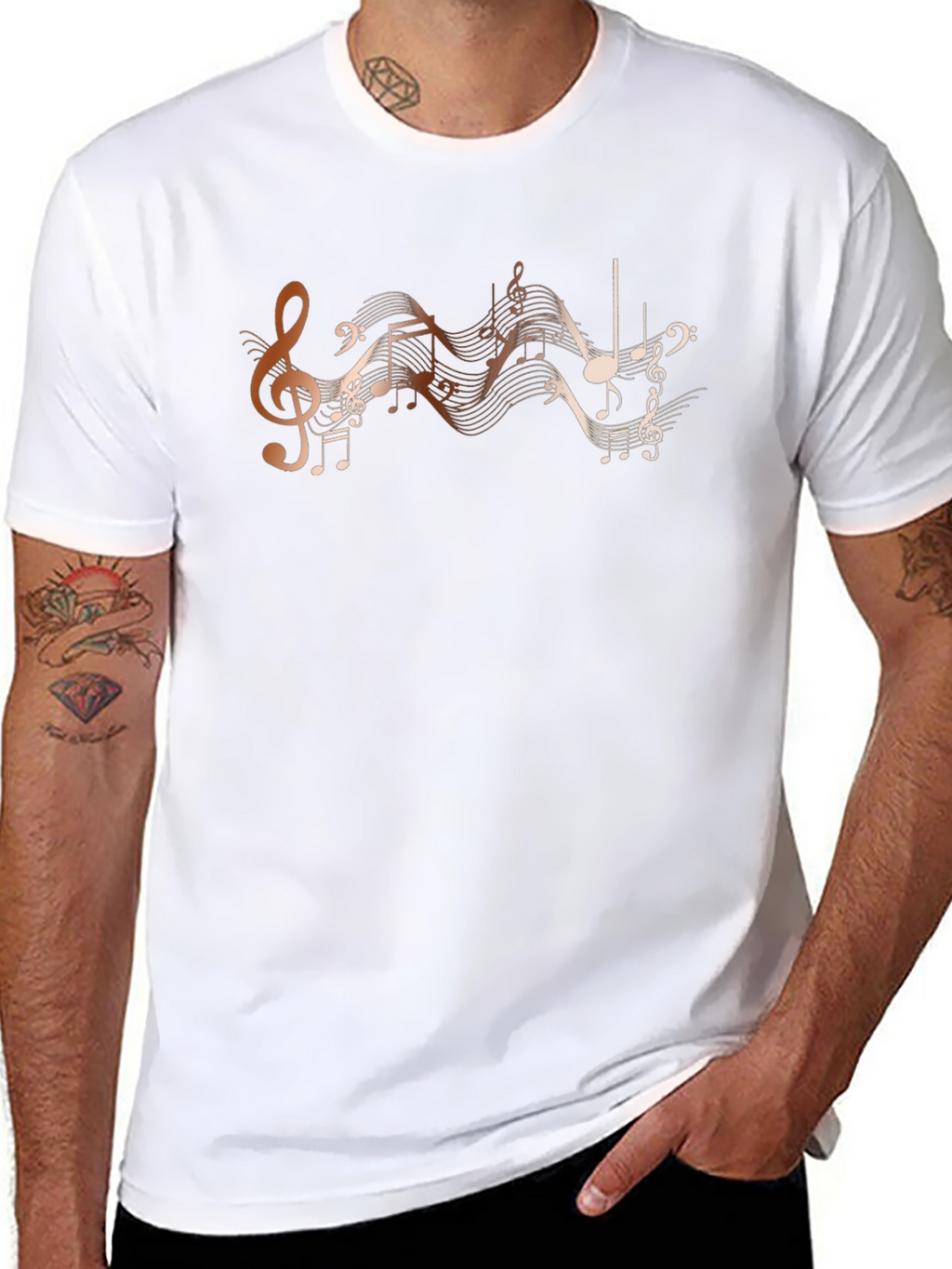 Musical Notes Graphic Black T-Shirt