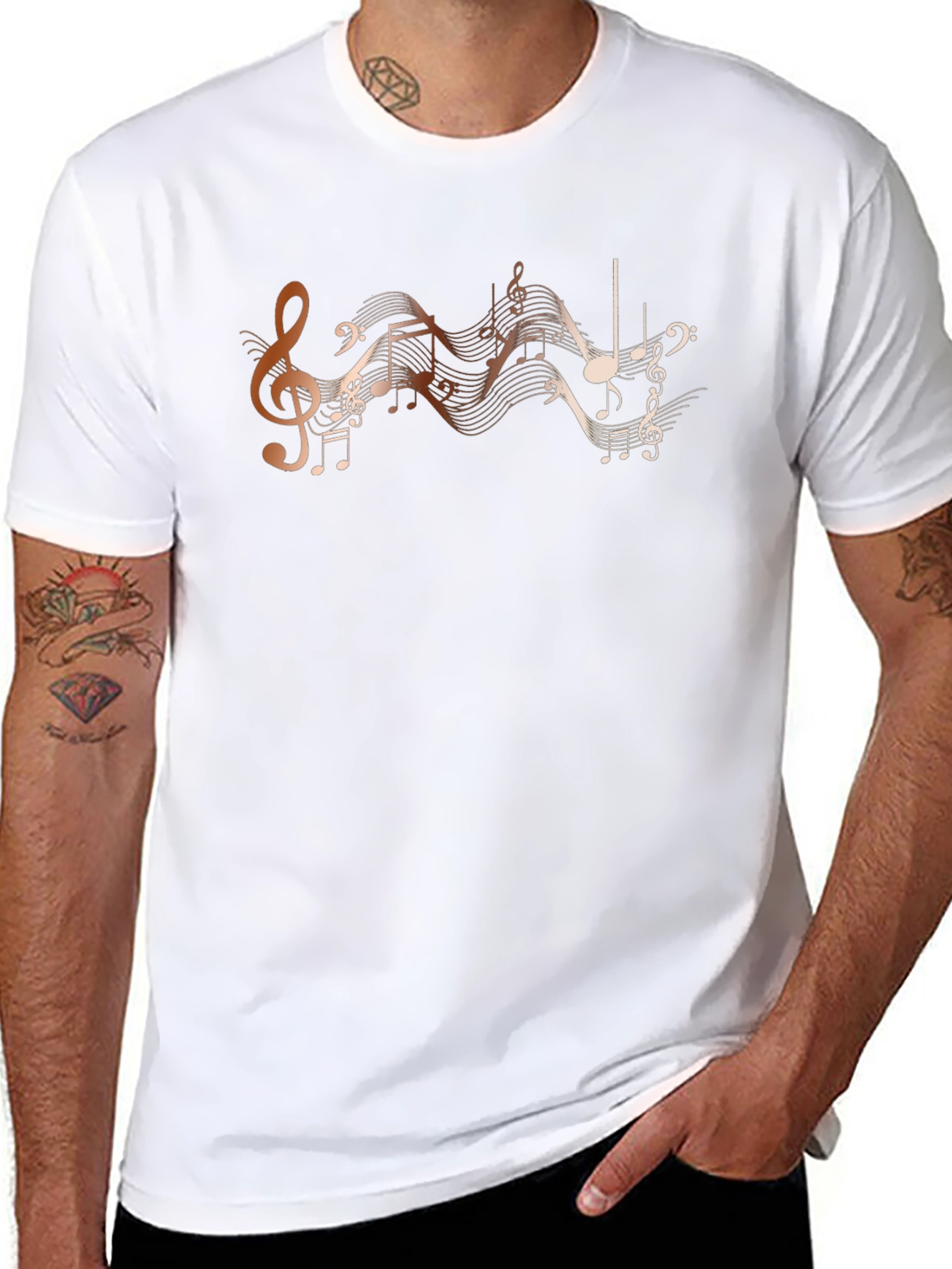 Musical Notes Graphic Black T-Shirt
