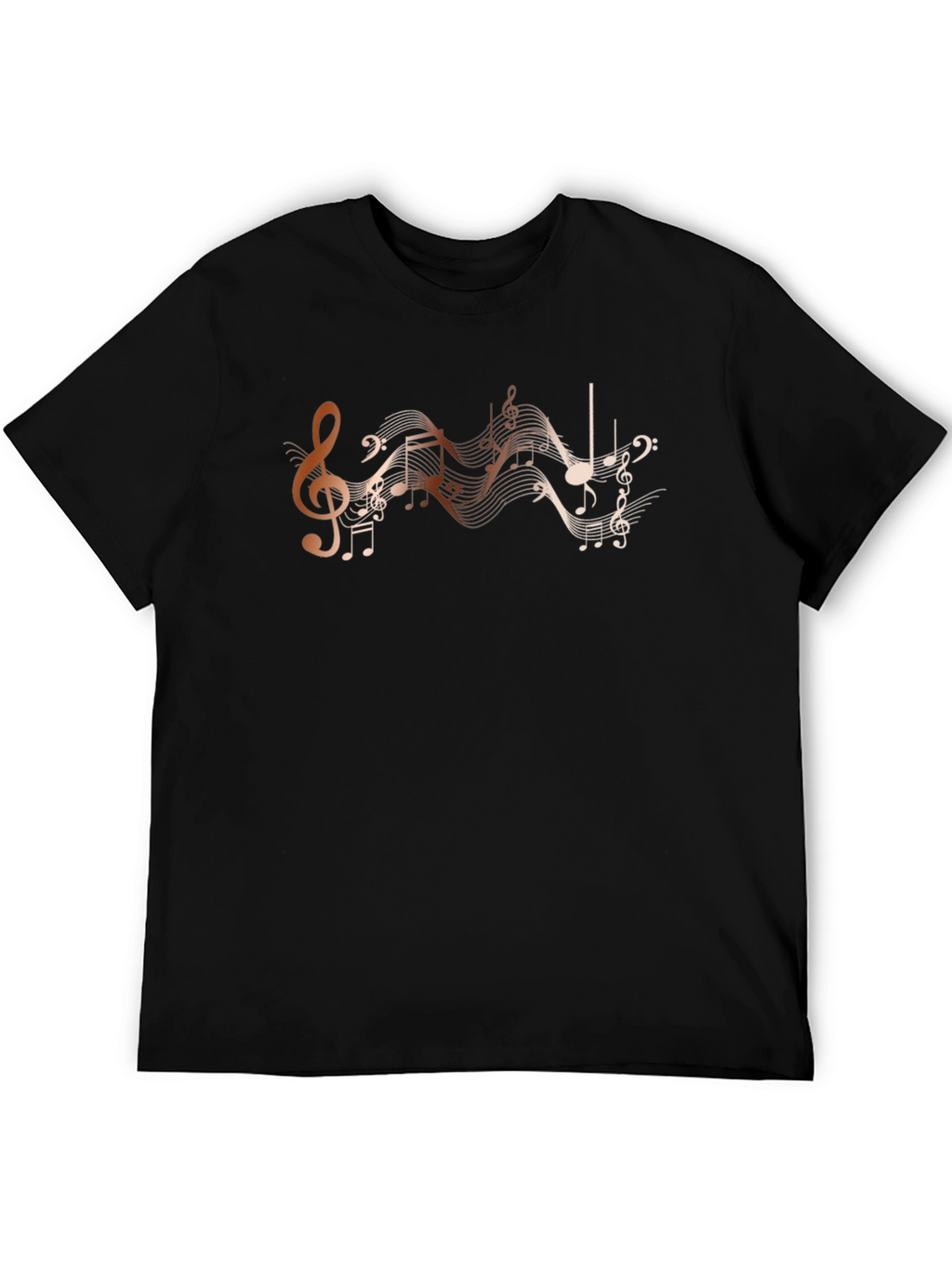 Musical Notes Graphic Black T-Shirt