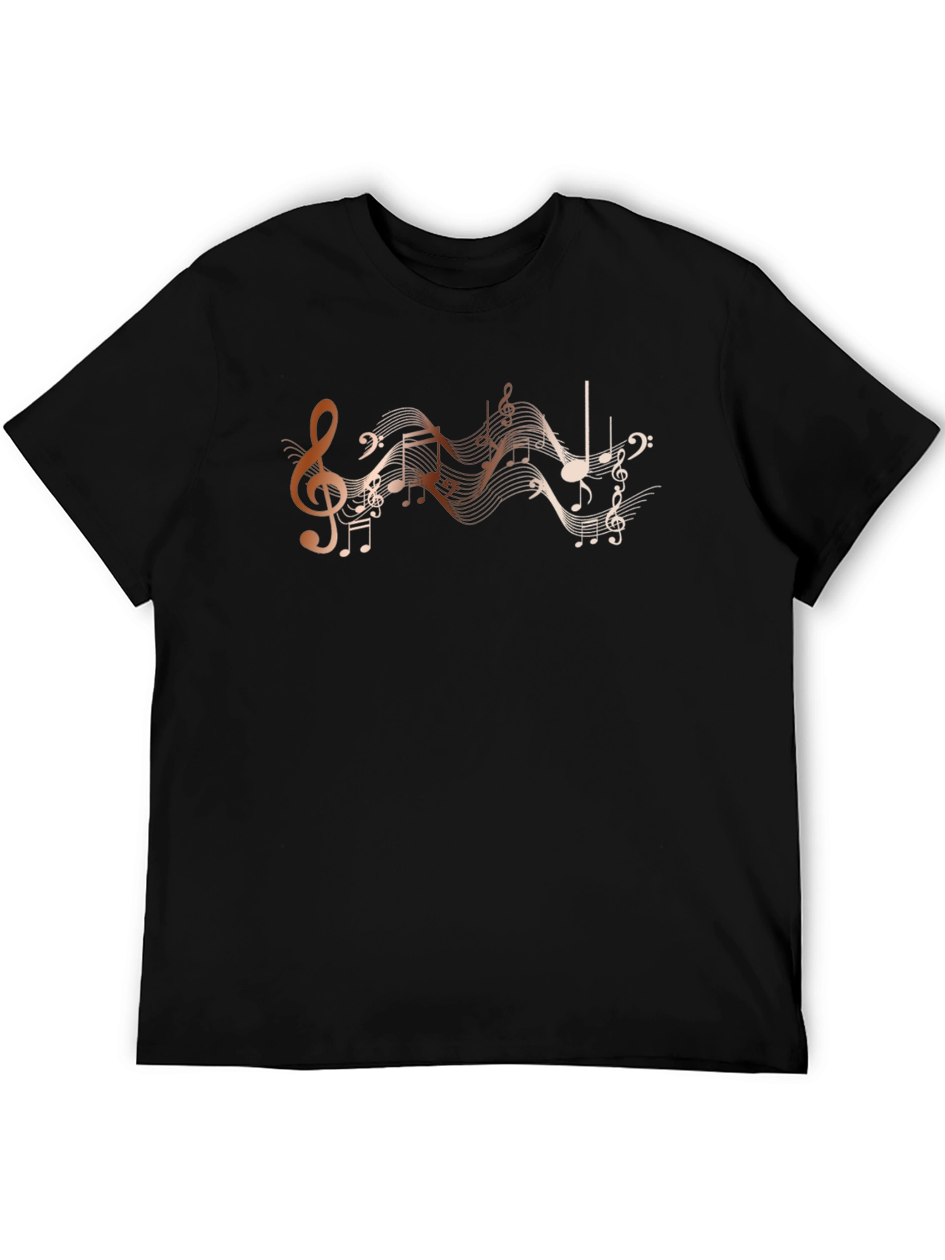 Musical Notes Graphic Black T-Shirt