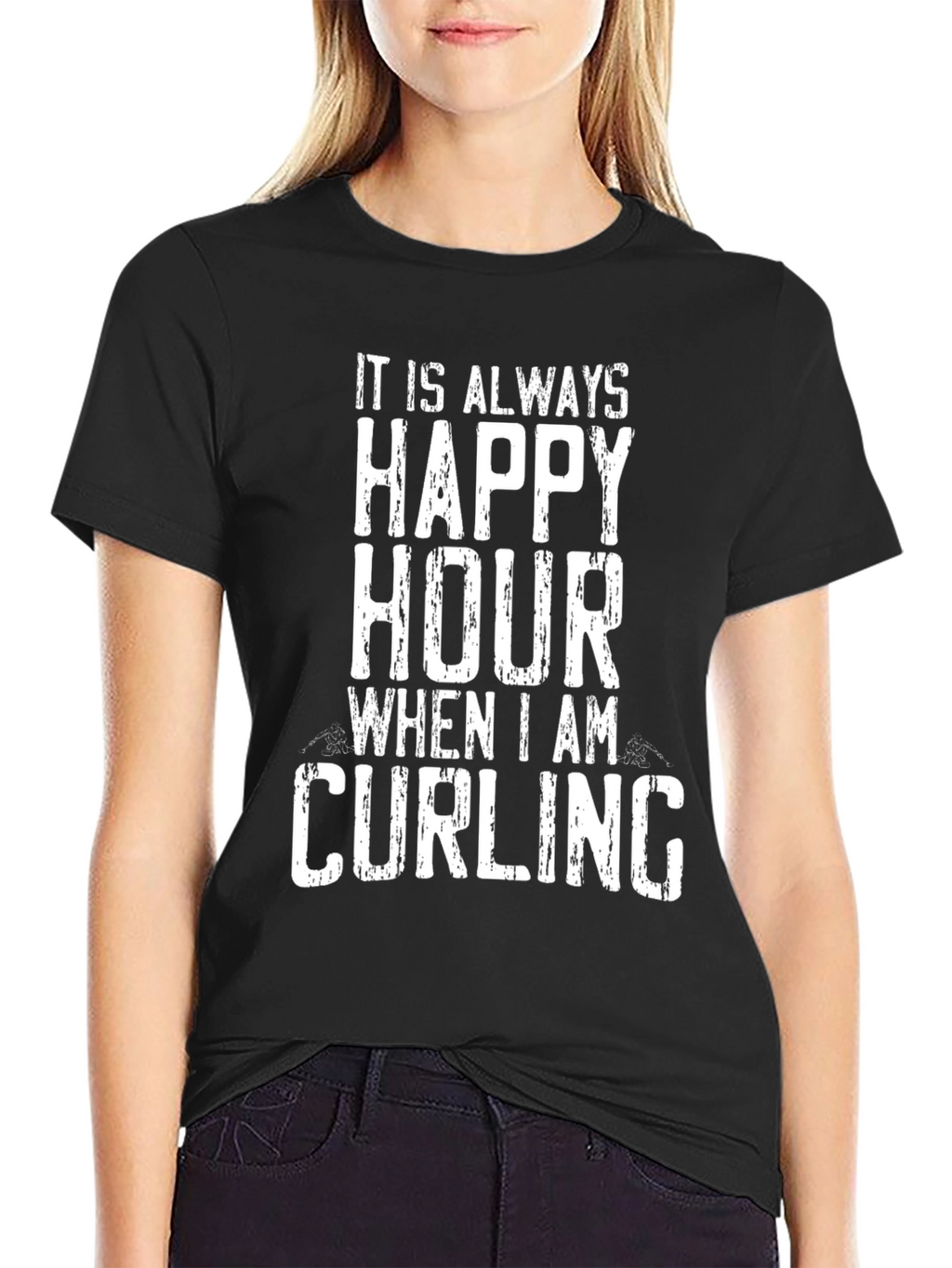 Happy Hour Curling T-Shirt - Novelty Graphic Tee