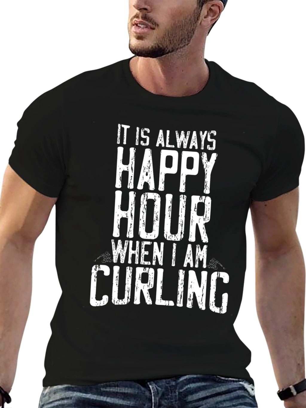 Happy Hour Curling T-Shirt - Novelty Graphic Tee