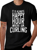 Happy Hour Curling T-Shirt - Novelty Graphic Tee