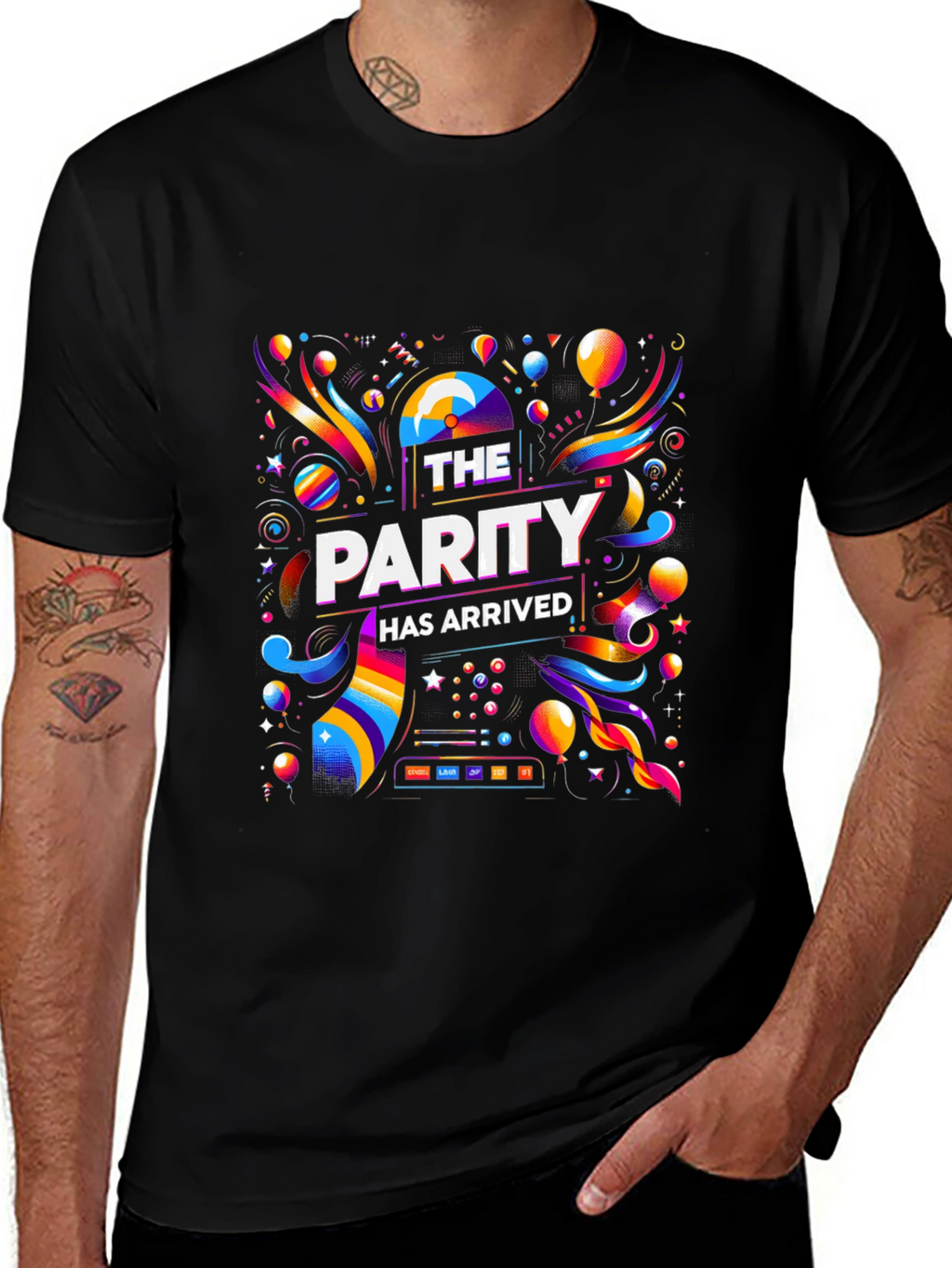 Parity Arrived T-Shirt - Vibrant Celebration Design