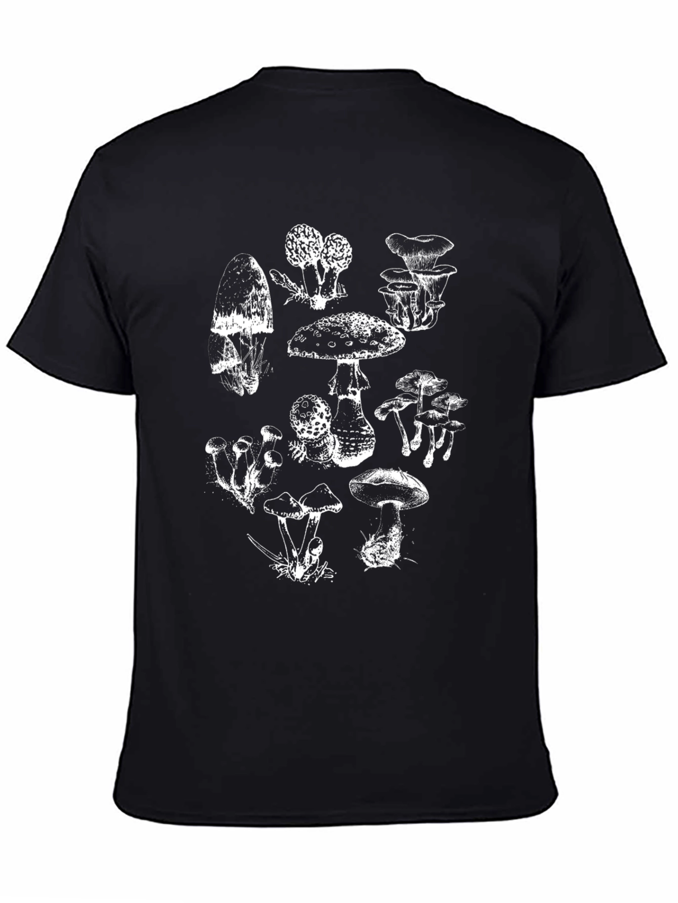 Mushroom Print Graphic Tee - Black