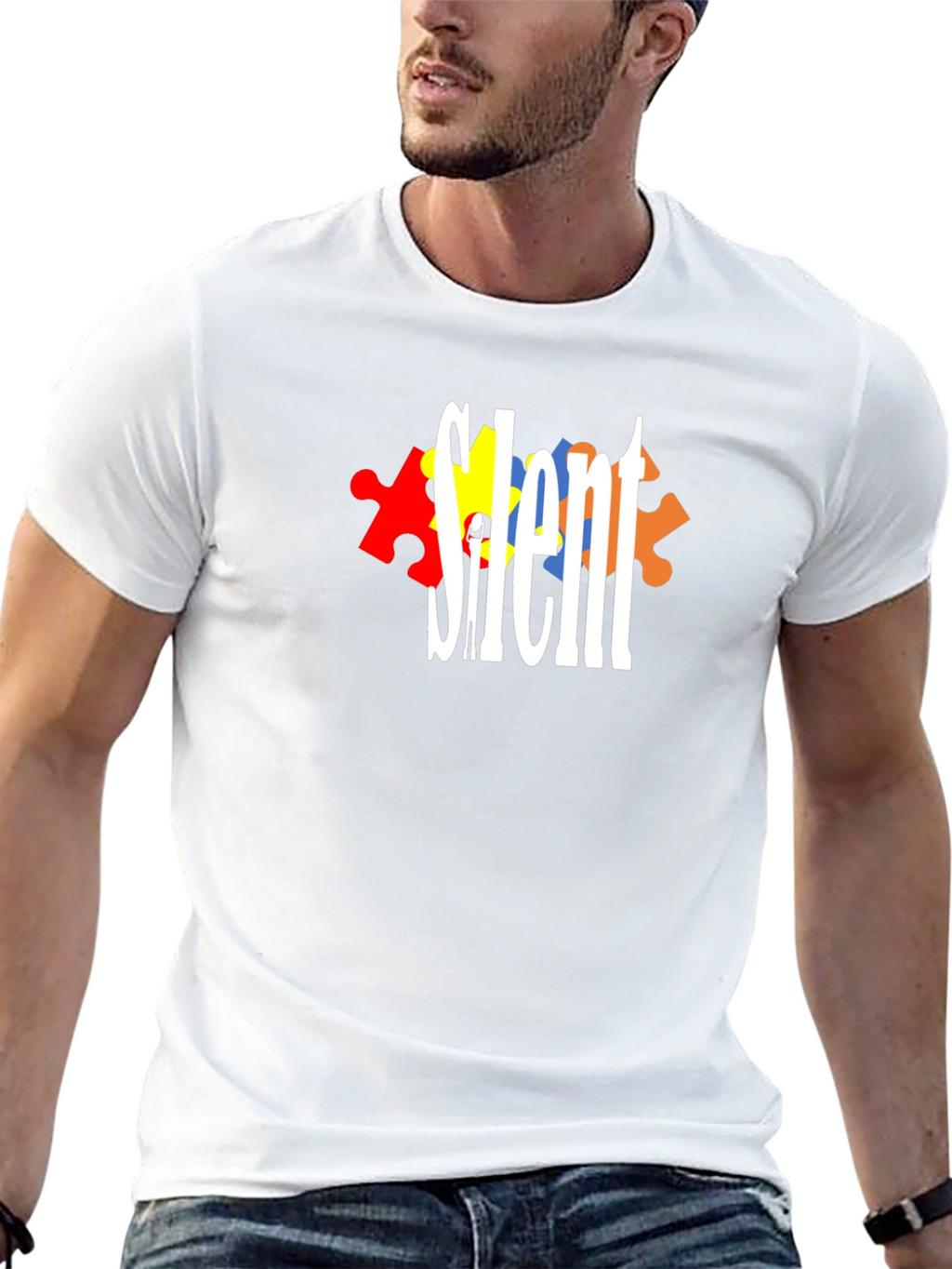Silent Autism Awareness T-Shirt - Puzzle Piece Design