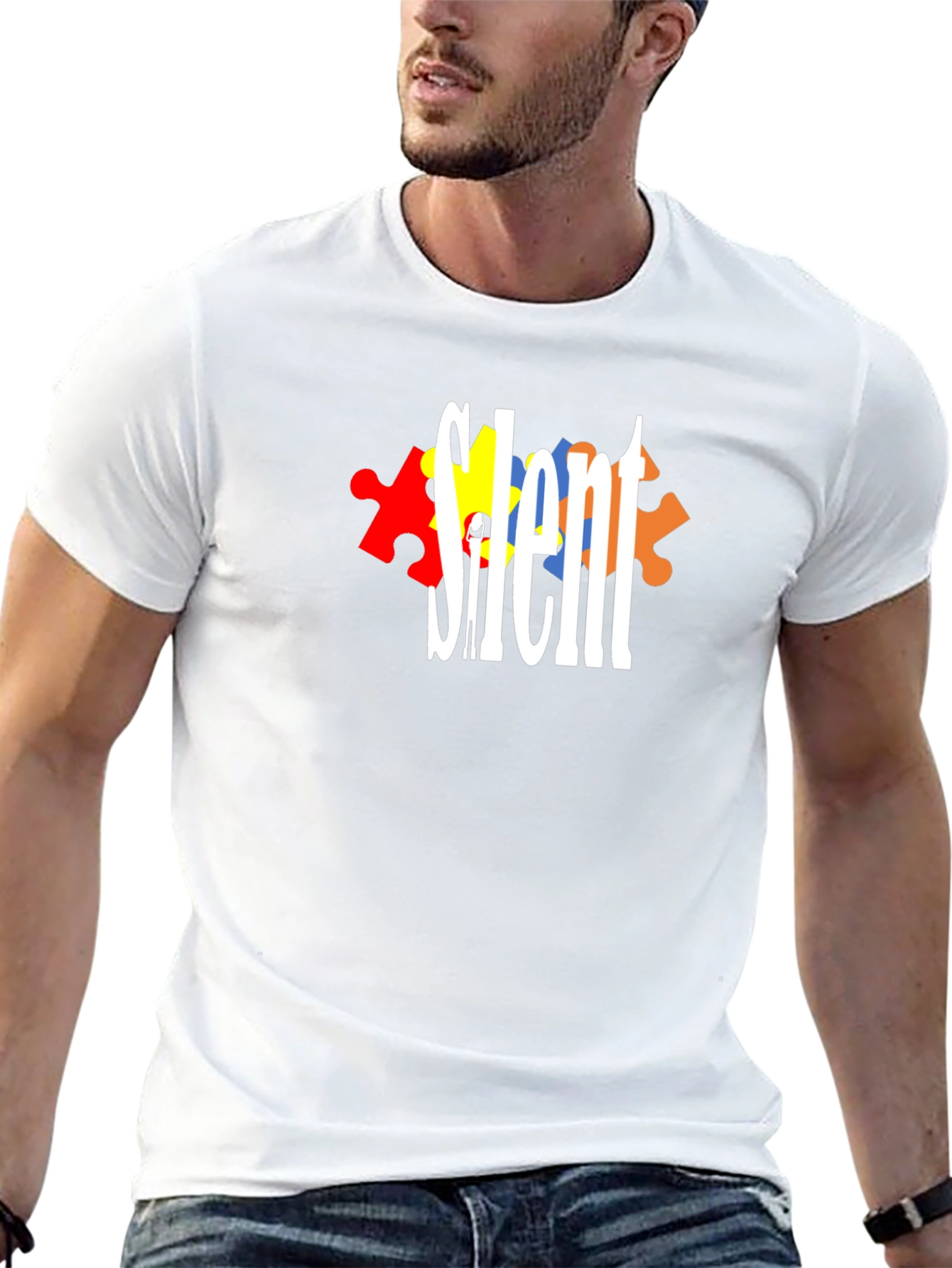 Silent Autism Awareness T-Shirt - Puzzle Piece Design