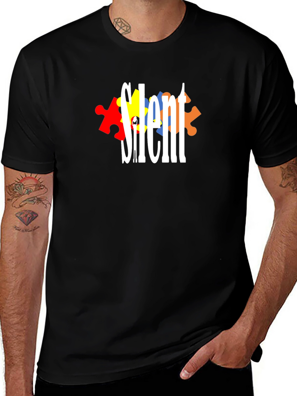 Silent Autism Awareness T-Shirt - Puzzle Piece Design