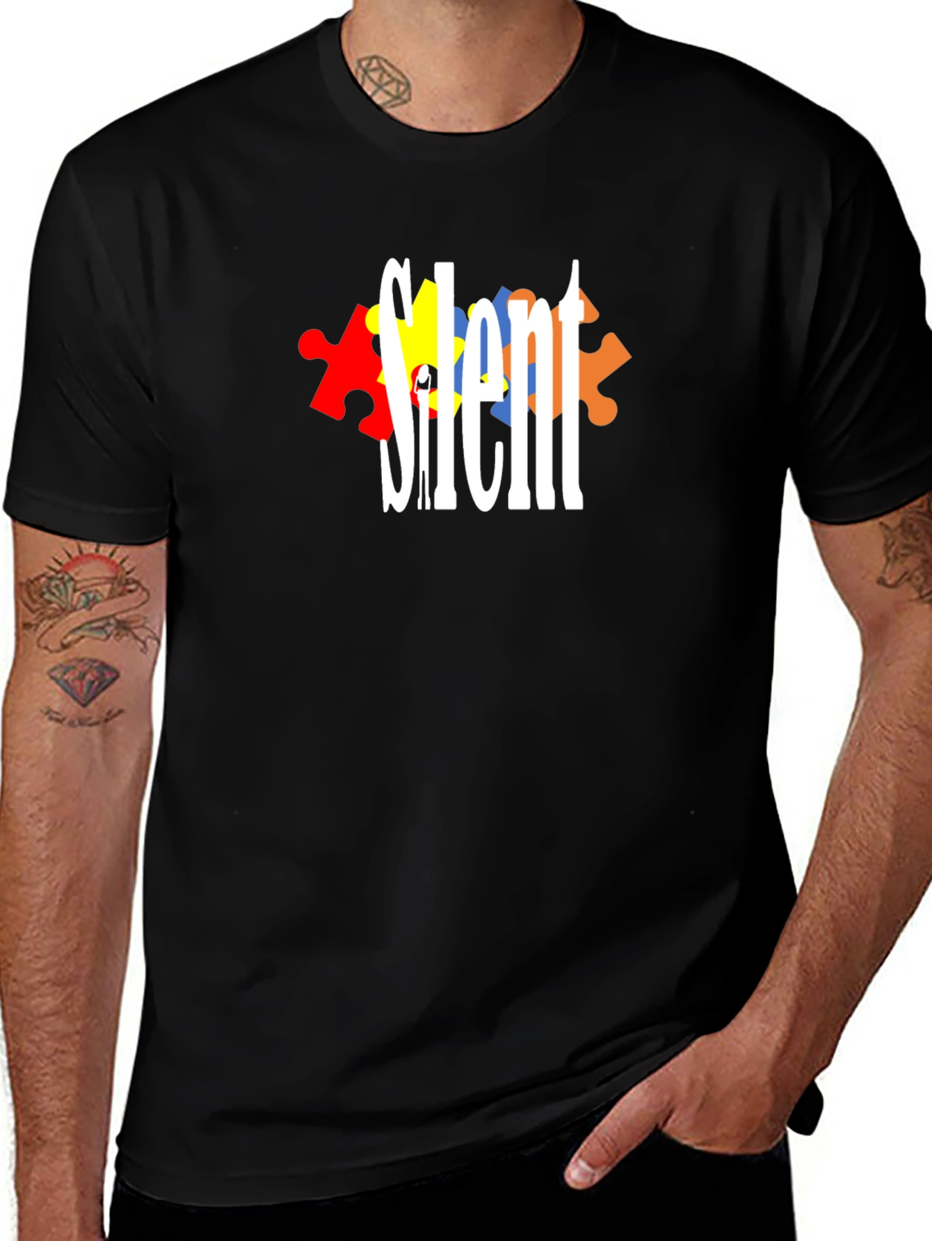 Silent Autism Awareness T-Shirt - Puzzle Piece Design