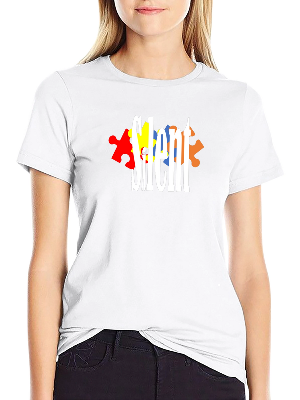 Silent Autism Awareness T-Shirt - Puzzle Piece Design