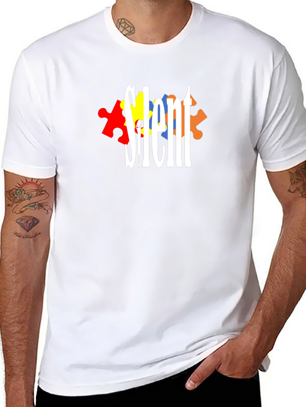 Silent Autism Awareness T-Shirt - Puzzle Piece Design