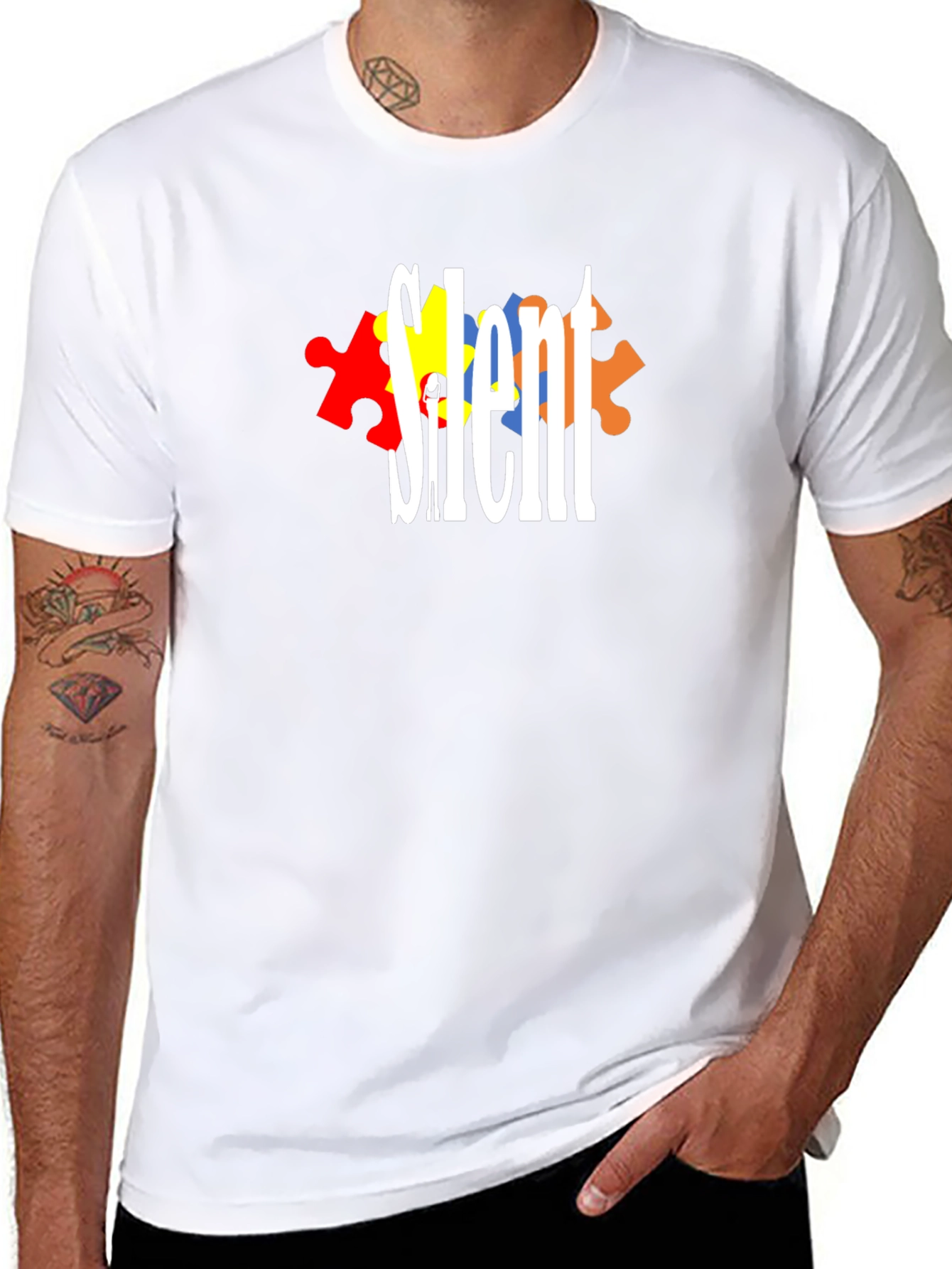 Silent Autism Awareness T-Shirt - Puzzle Piece Design