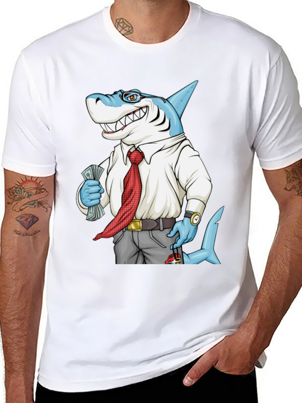 Cartoon Shark Graphic Tee - Funny Business Shark T-Shirt