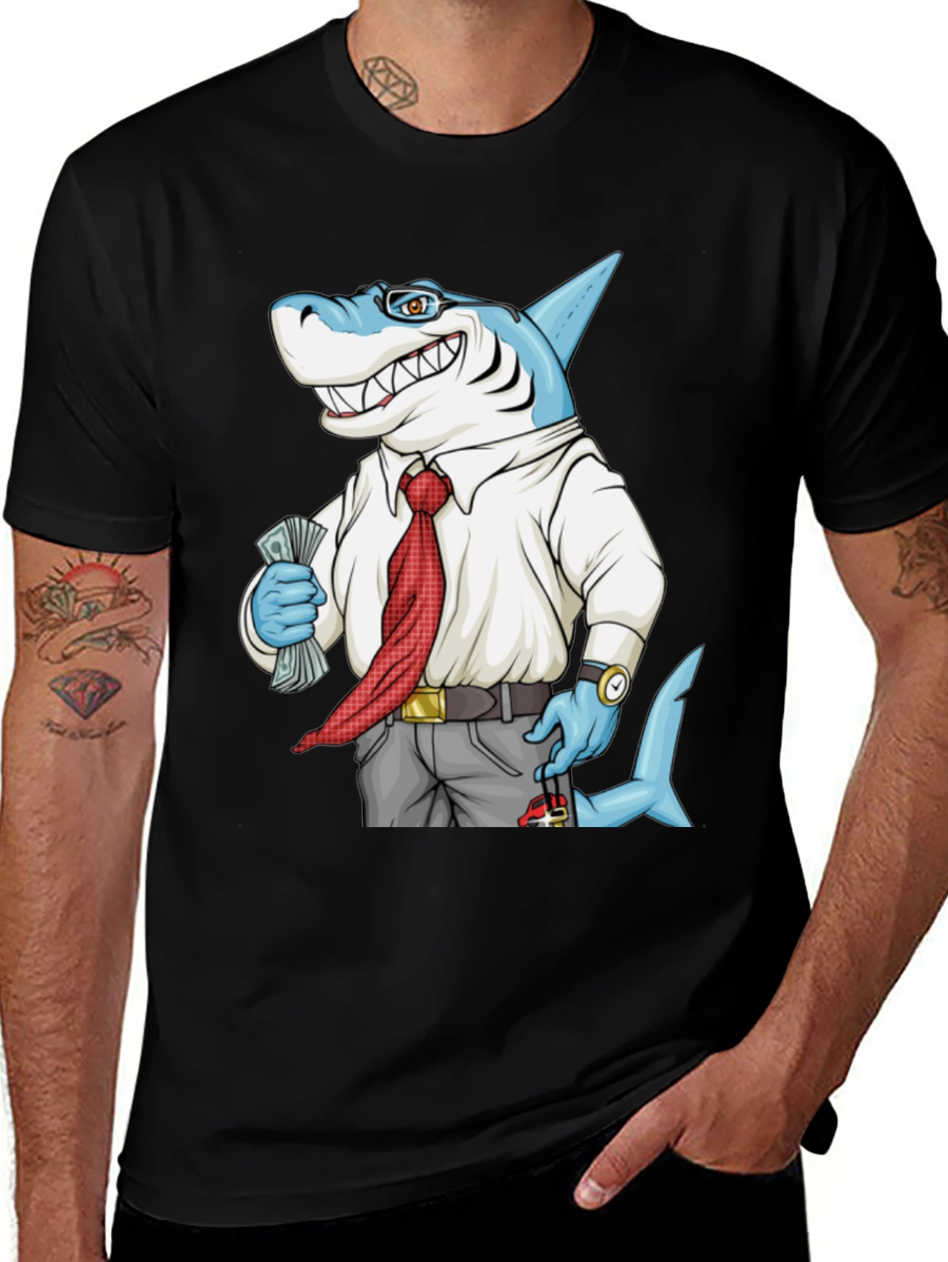 Cartoon Shark Graphic Tee - Funny Business Shark T-Shirt