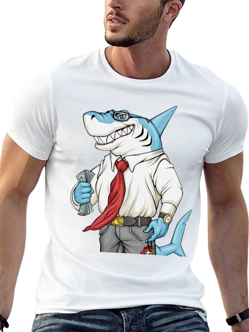 Cartoon Shark Graphic Tee - Funny Business Shark T-Shirt