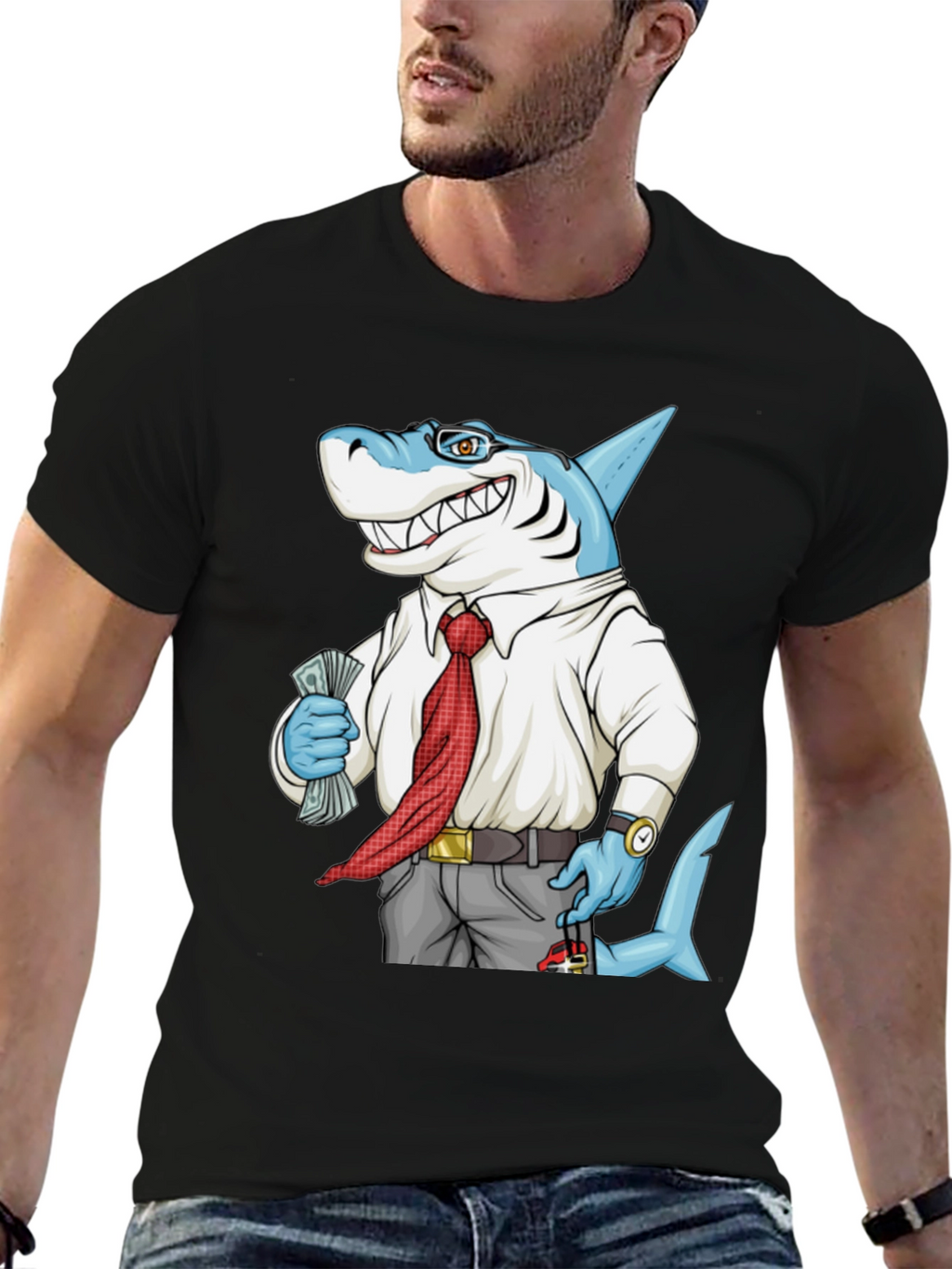 Cartoon Shark Graphic Tee - Funny Business Shark T-Shirt
