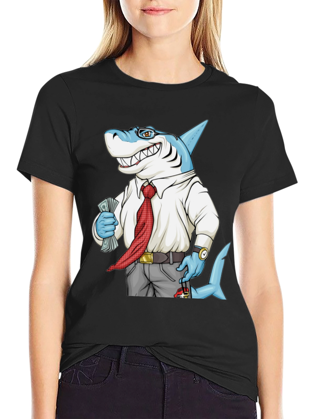 Cartoon Shark Graphic Tee - Funny Business Shark T-Shirt
