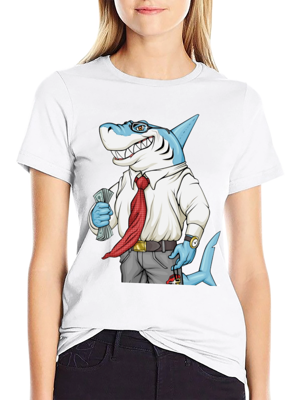 Cartoon Shark Graphic Tee - Funny Business Shark T-Shirt