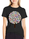 Time Tree Black Graphic Tee - Unique Clock Design