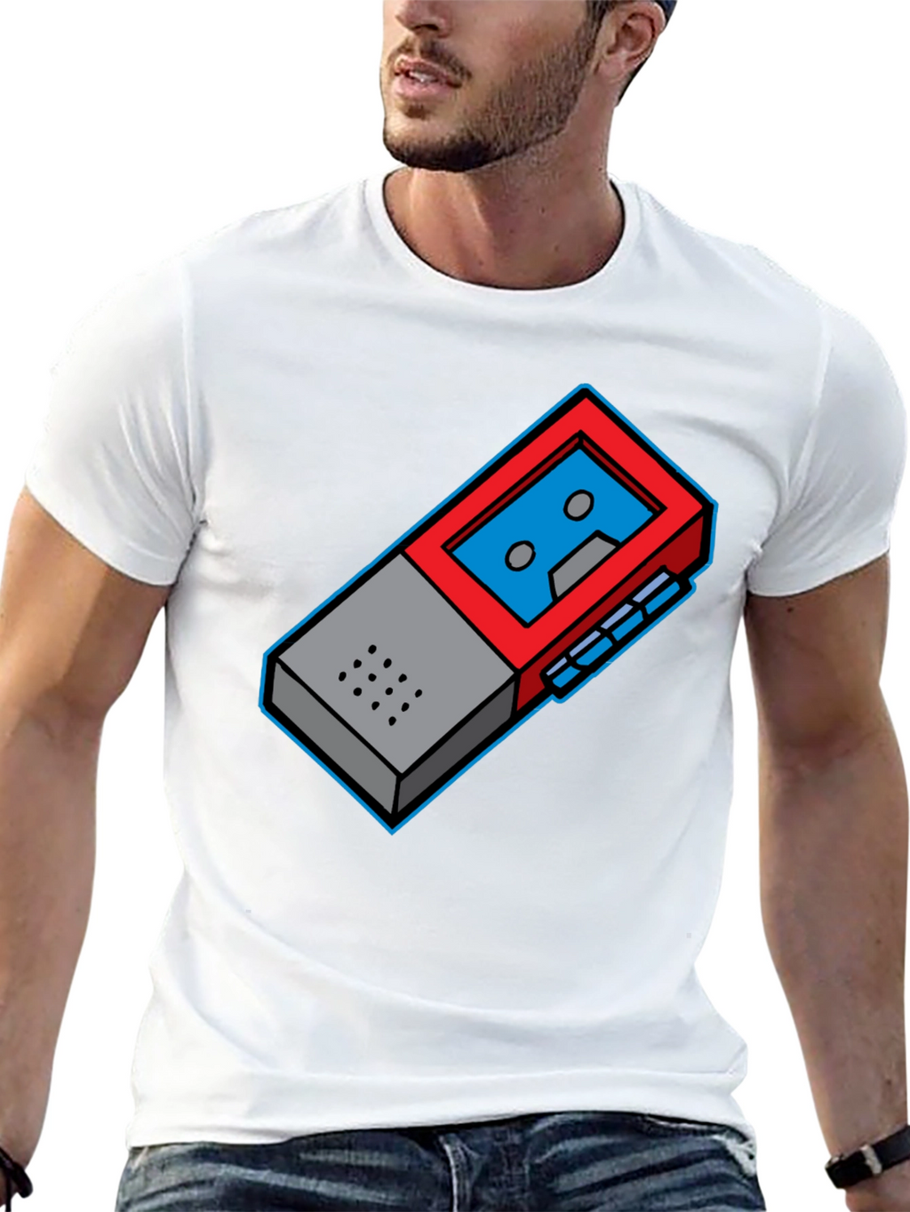 Retro Cassette Player Graphic Tee - Cool Geeky Style