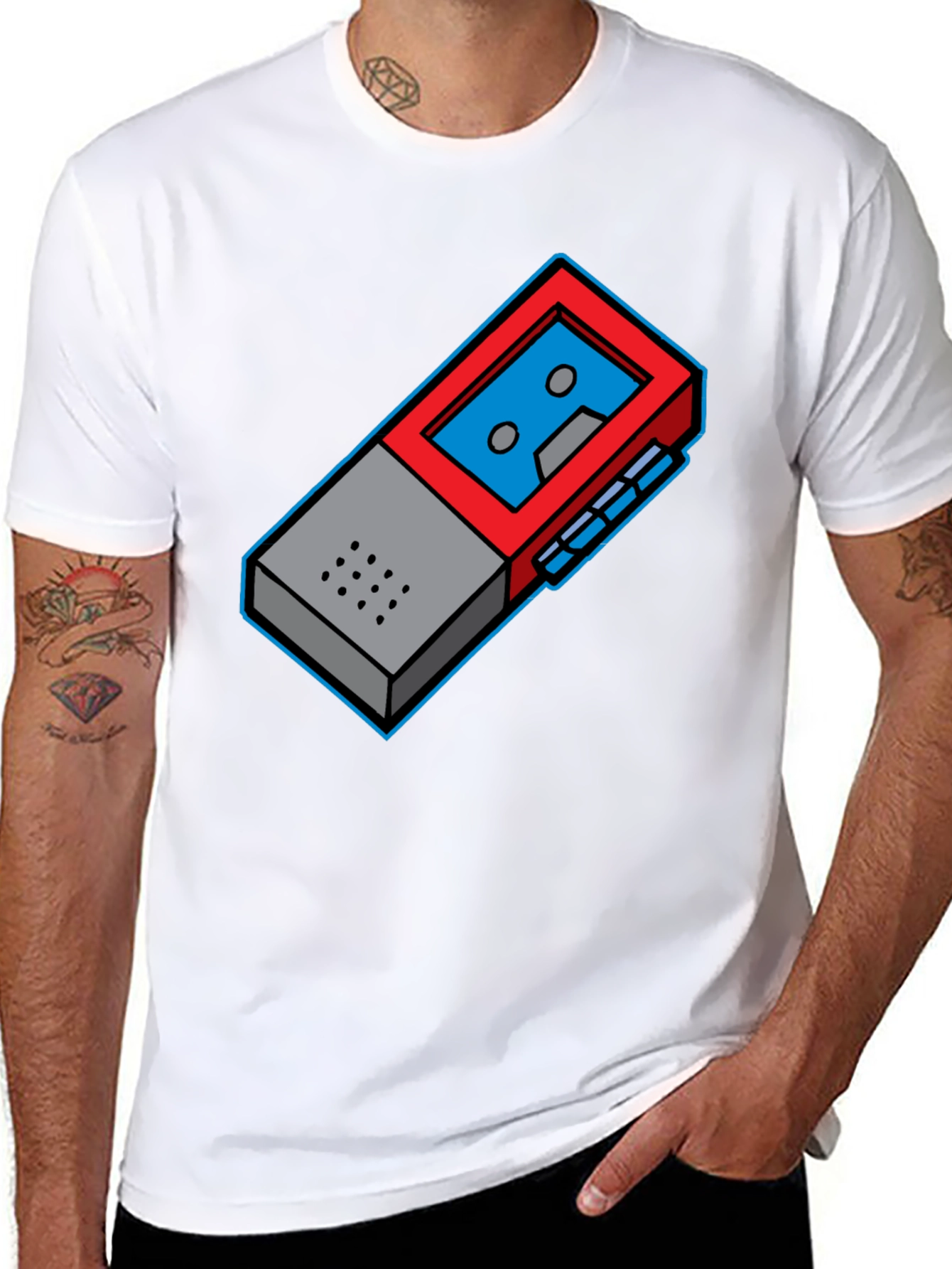 Retro Cassette Player Graphic Tee - Cool Geeky Style