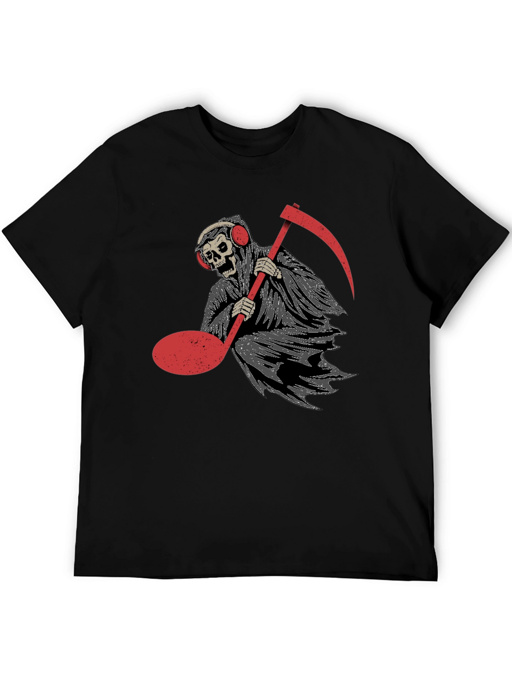 Grim Reaper Music Note Graphic Tee - Black