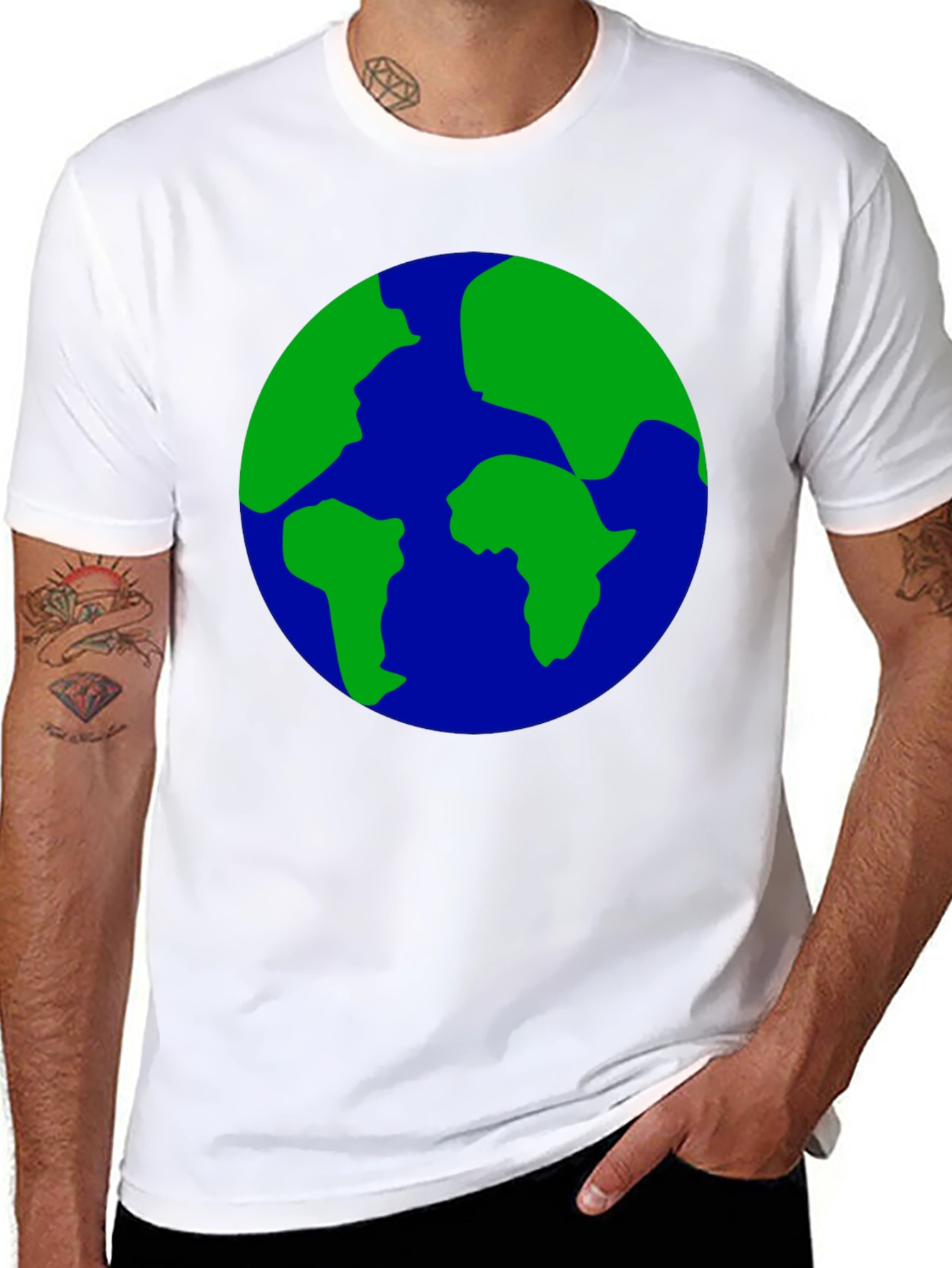 Earth Globe Graphic Print Black T-Shirt