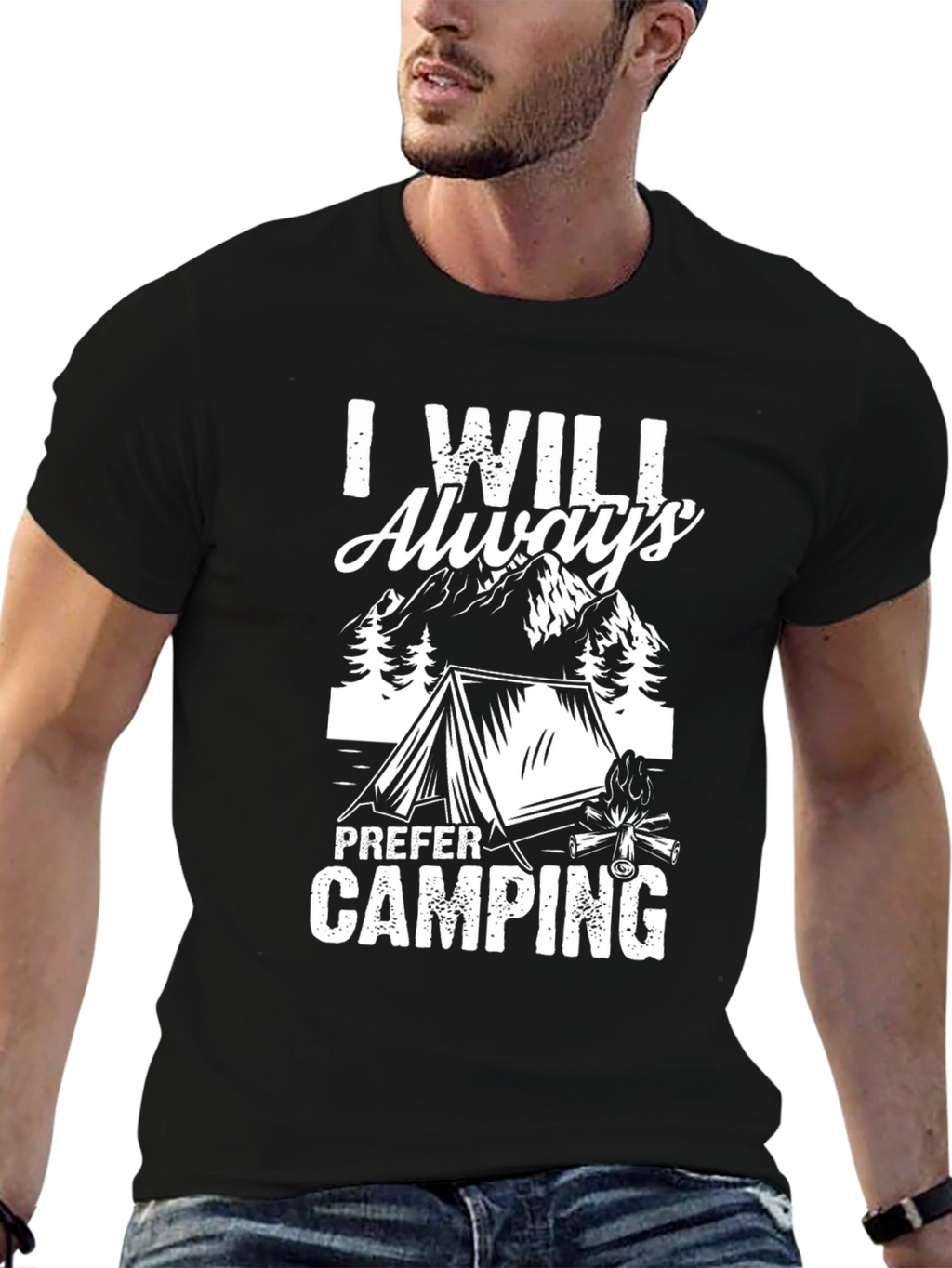 I Will Always Prefer Camping Black T-Shirt