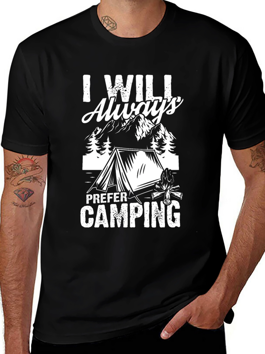 I Will Always Prefer Camping Black T-Shirt