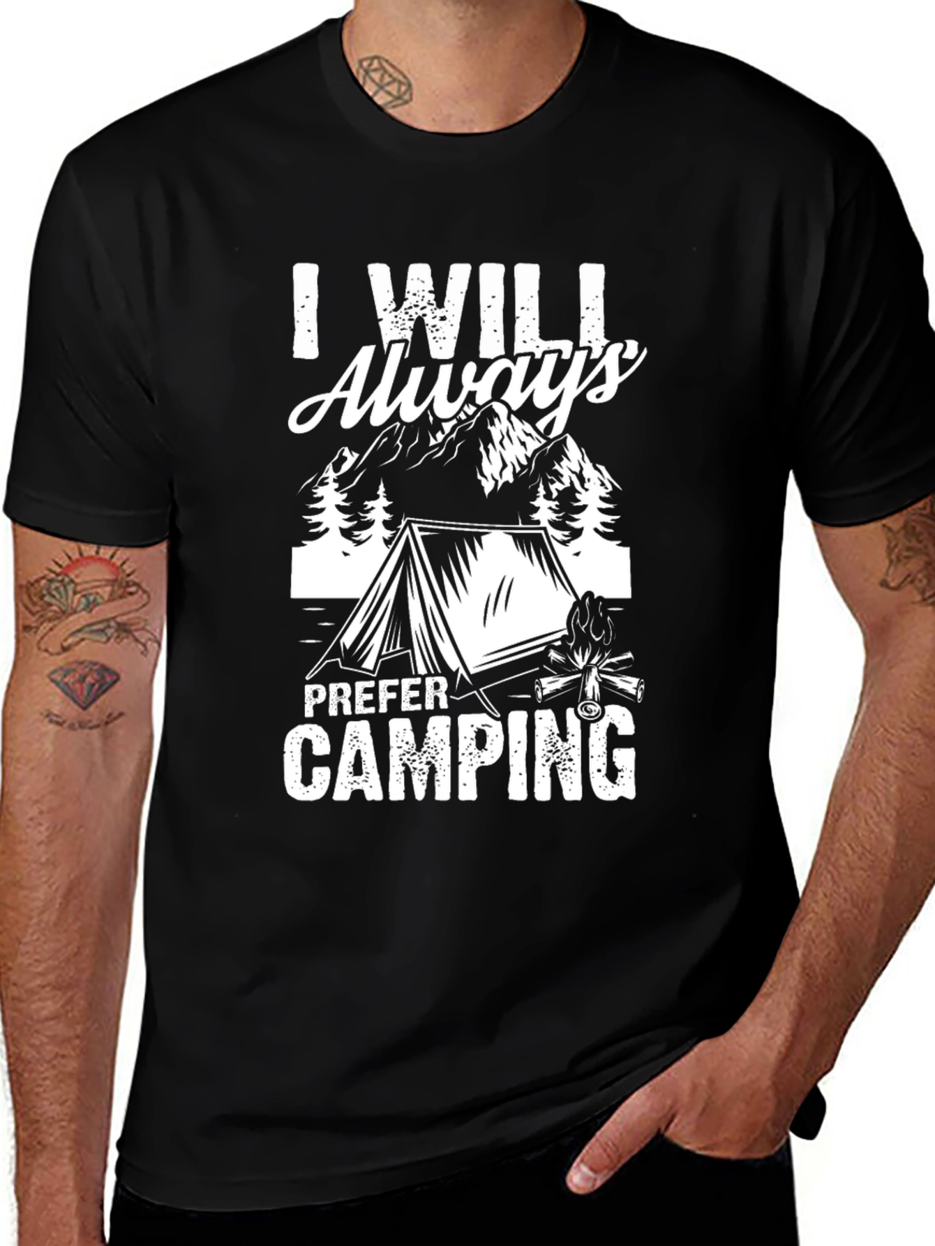 I Will Always Prefer Camping Black T-Shirt
