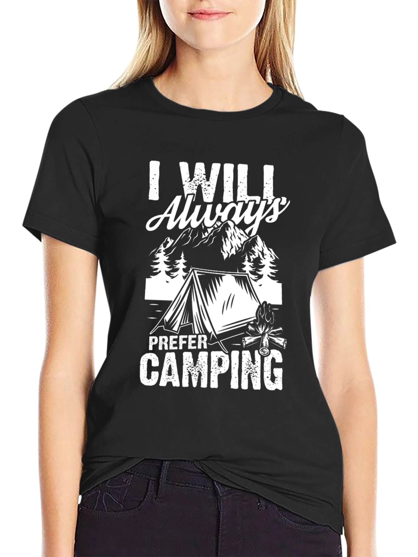 I Will Always Prefer Camping Black T-Shirt