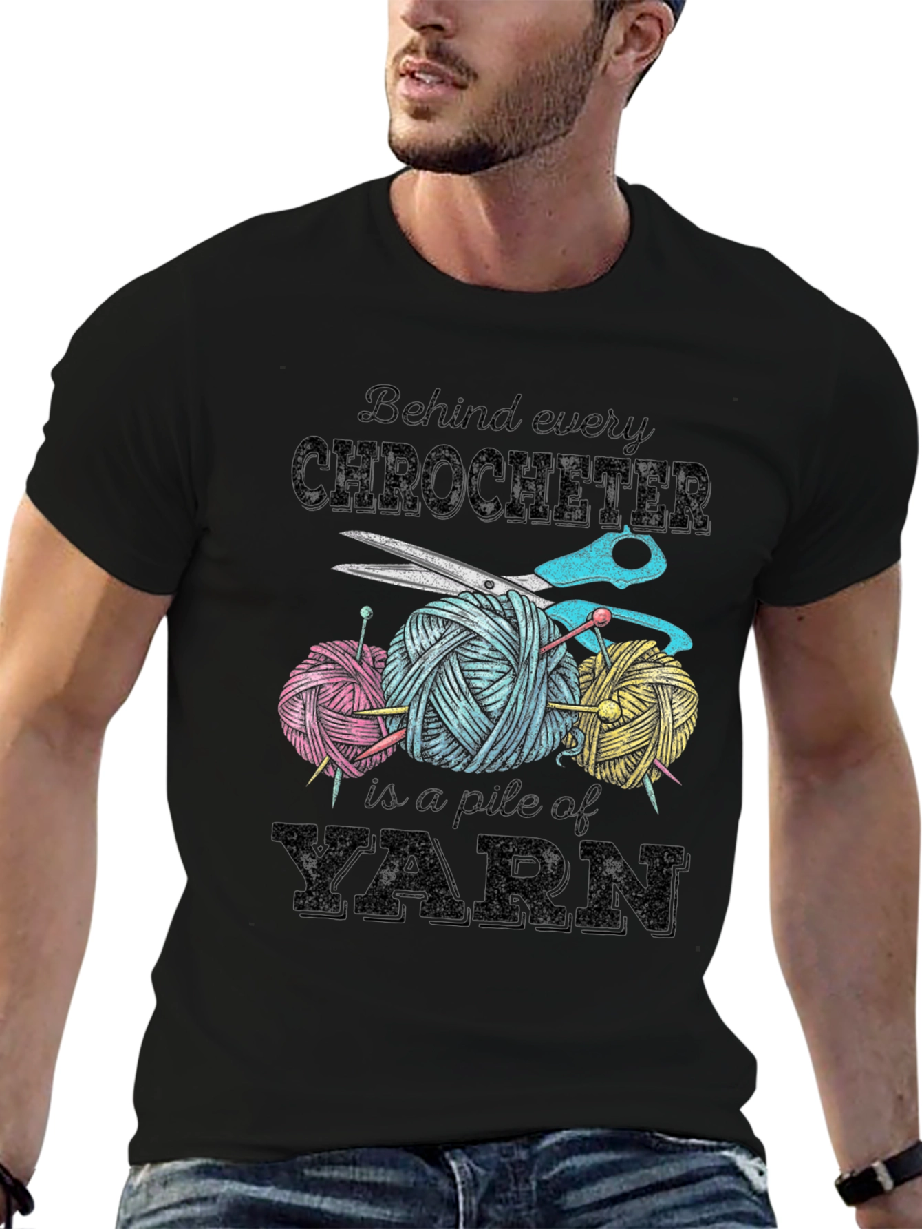 Crocheter Yarn Pile Graphic Tee