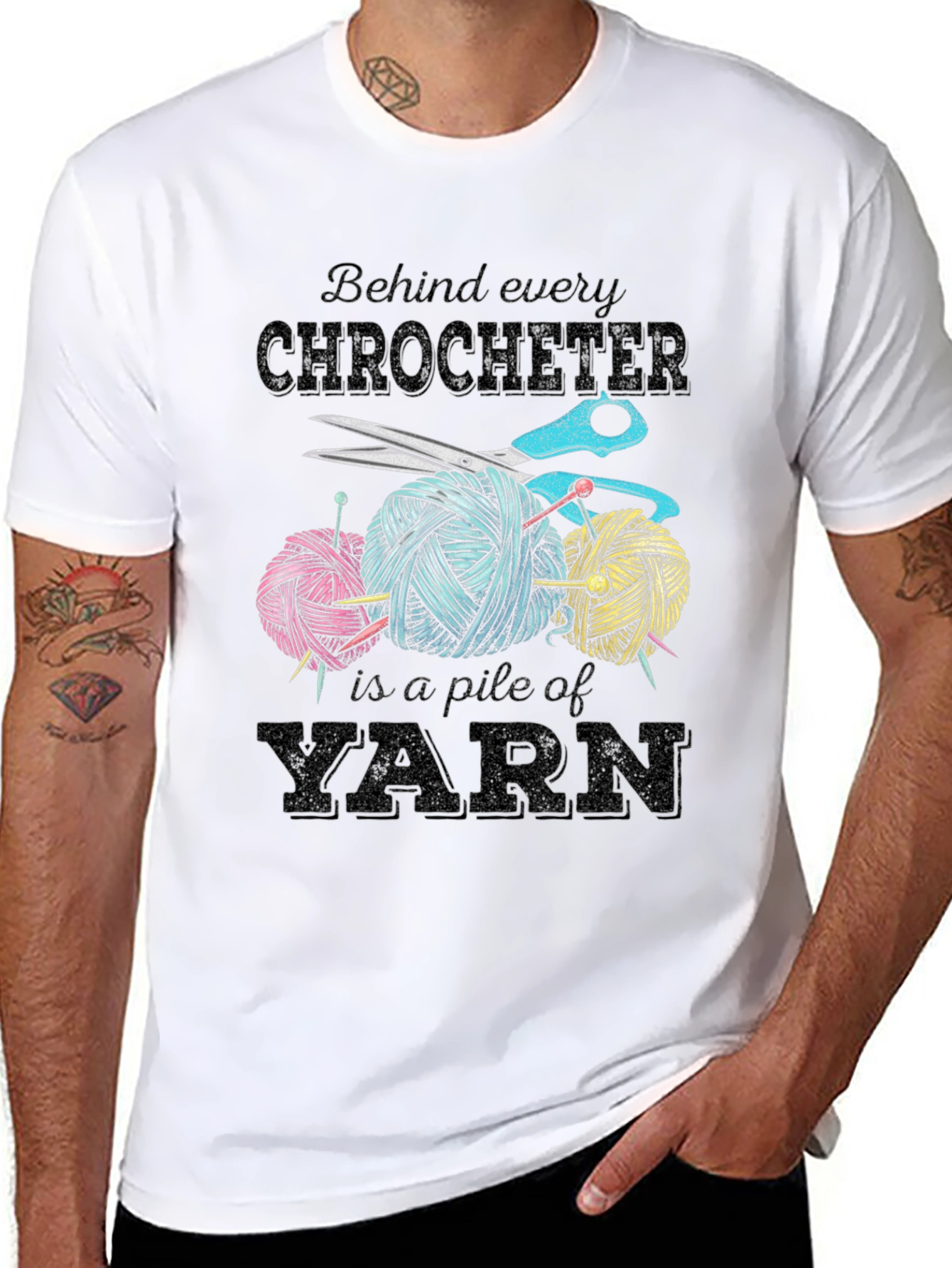 Crocheter Yarn Pile Graphic Tee