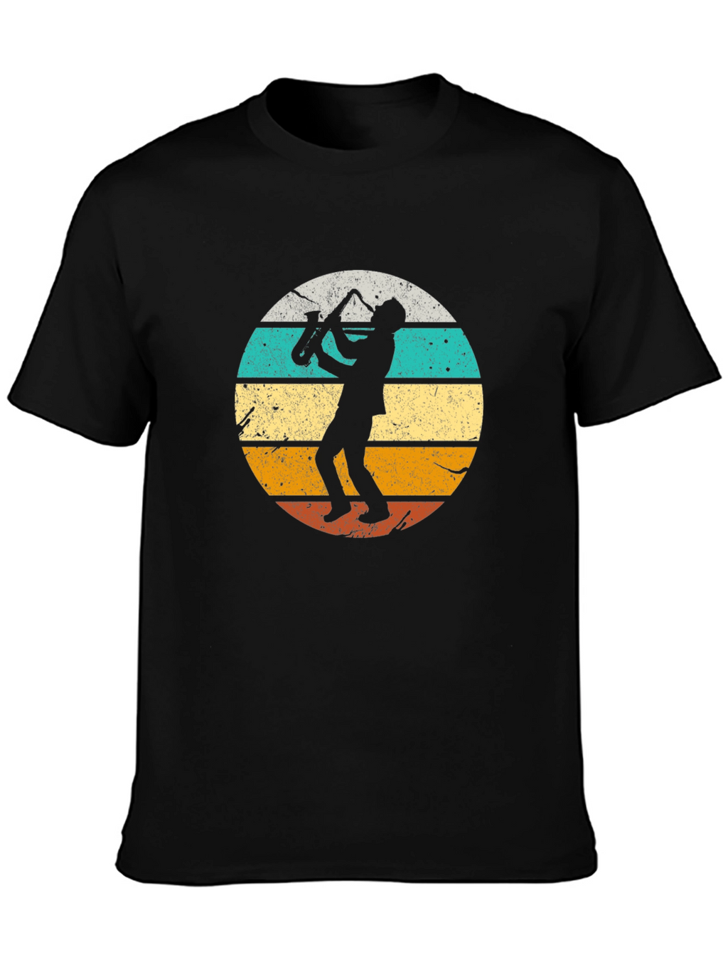 Retro Saxophone Player Black T-Shirt