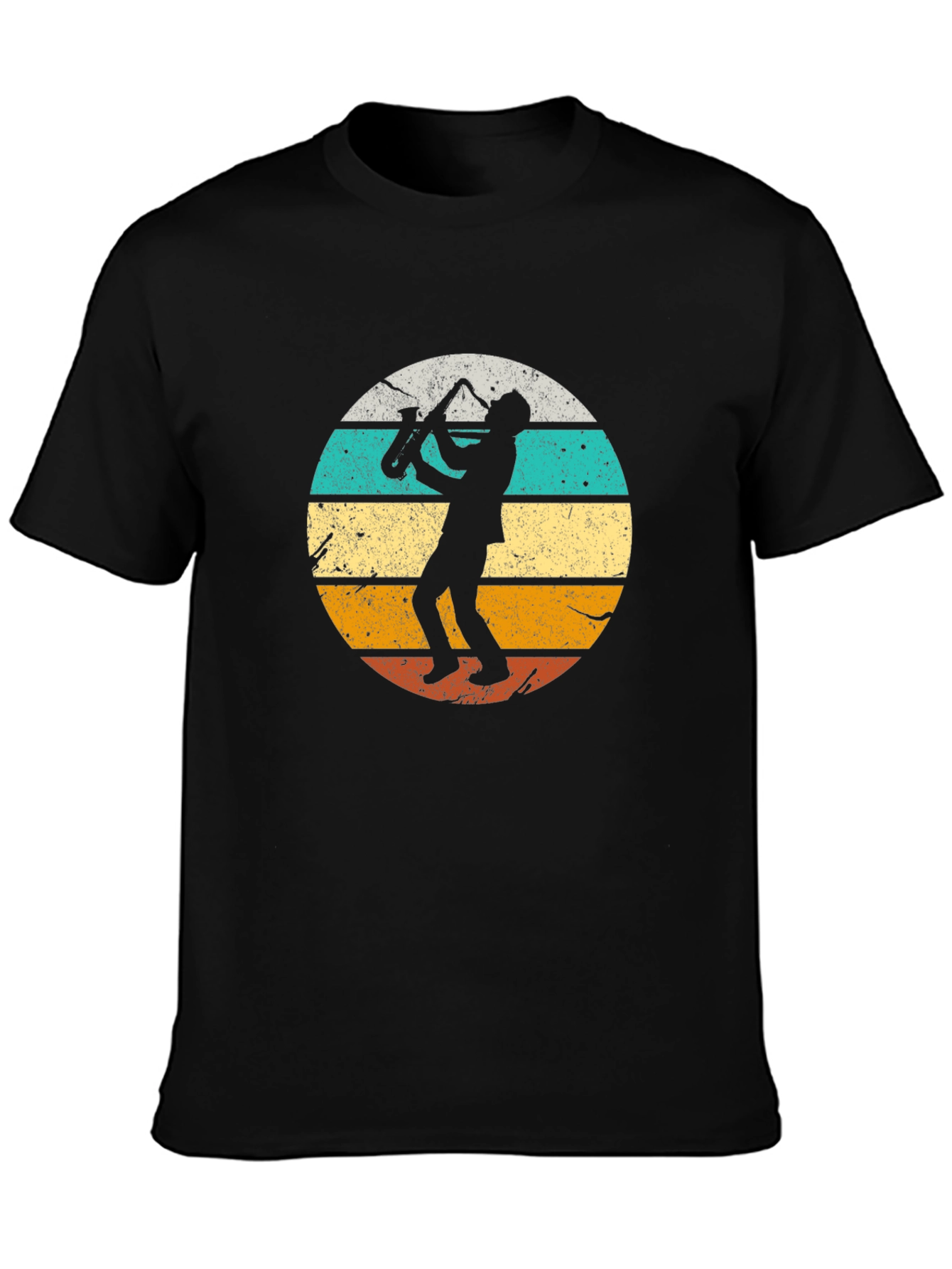 Retro Saxophone Player Black T-Shirt