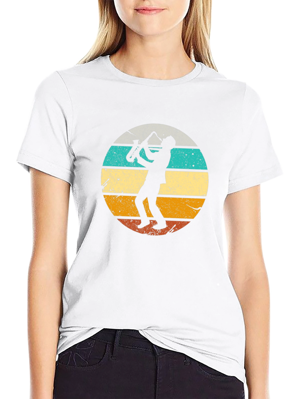 Retro Saxophone Player Black T-Shirt