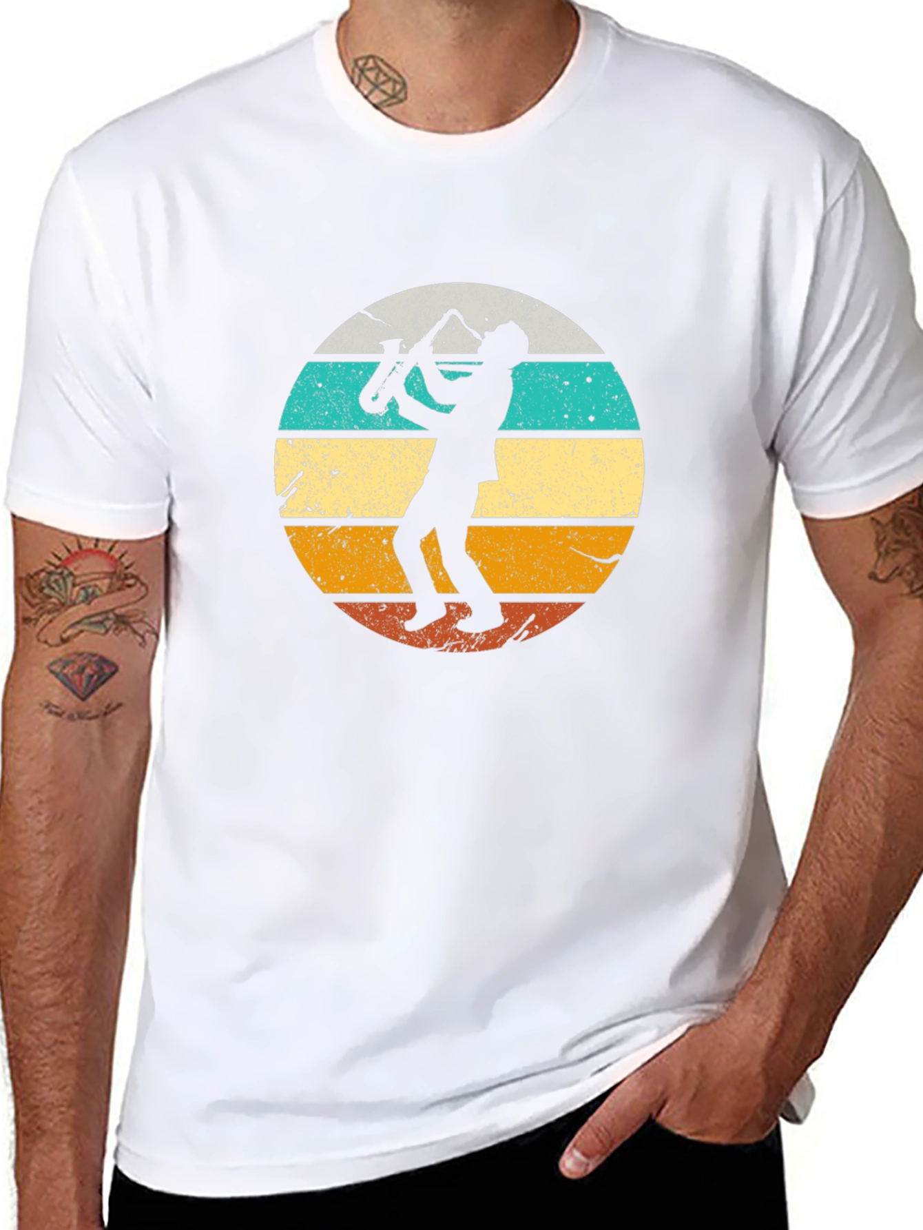Retro Saxophone Player Black T-Shirt