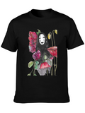 No Face Spirit Floral Graphic T-Shirt