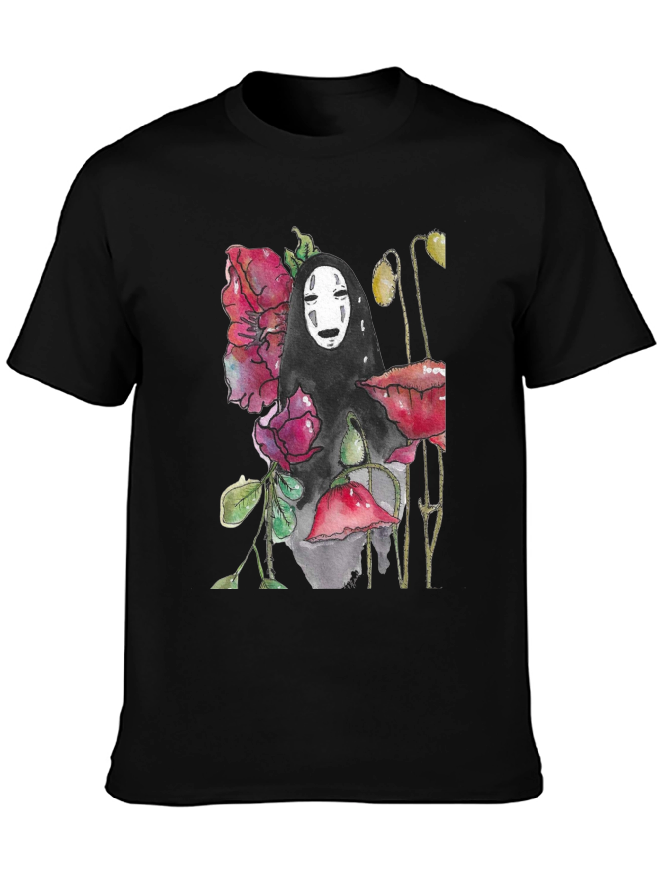 No Face Spirit Floral Graphic T-Shirt